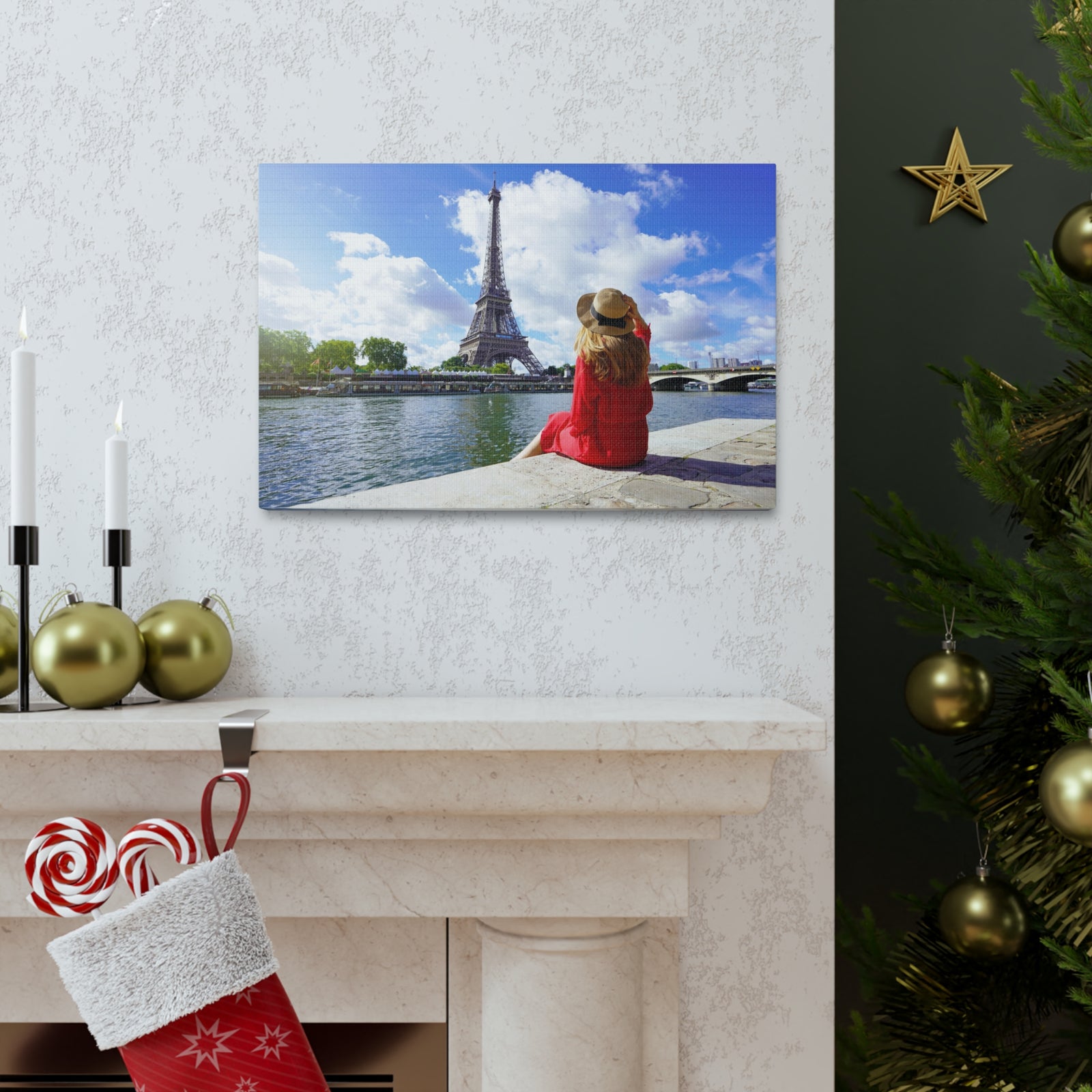 Eiffel Tower Sunrise Seine River Paris Skyline Canvas Artwork High-Quality Breathtaking Stunning Cityscape for Home Decor Ready to Hang-Express Your Love Gifts