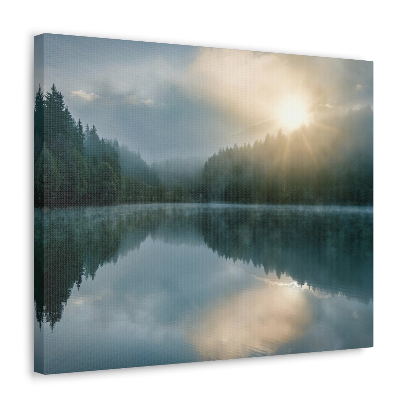 Sunset Teal Forest Lake Nature Wilderness Photography Canvas Wall Art for Home Decor Ready-to-Hang-Express Your Love Gifts