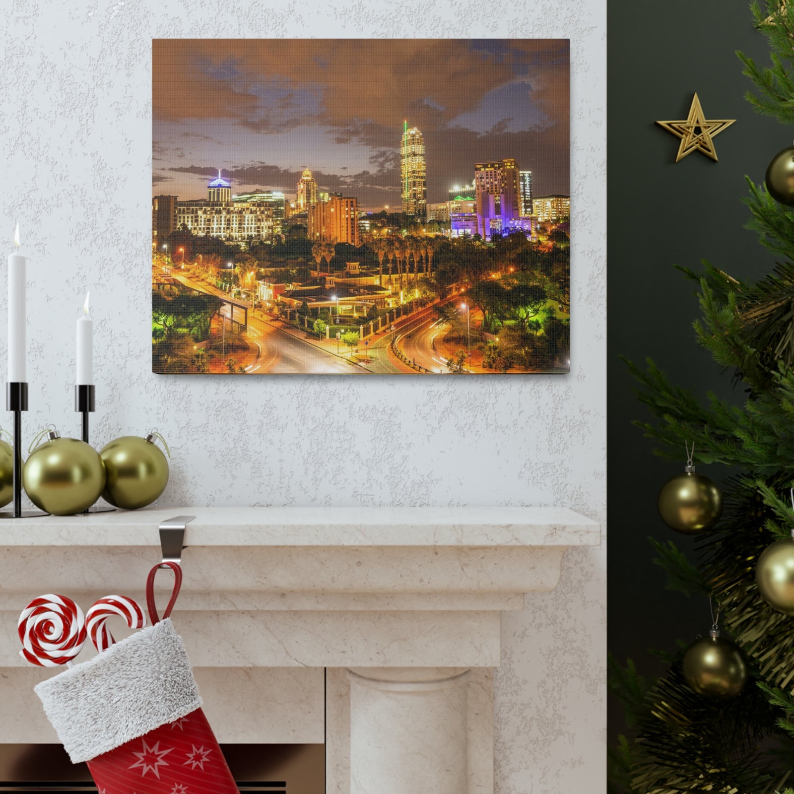 Johannesburg Night Skyline Canvas Artwork High-Quality Breathtaking Stunning Cityscape for Home Decor Ready to Hang-Express Your Love Gifts