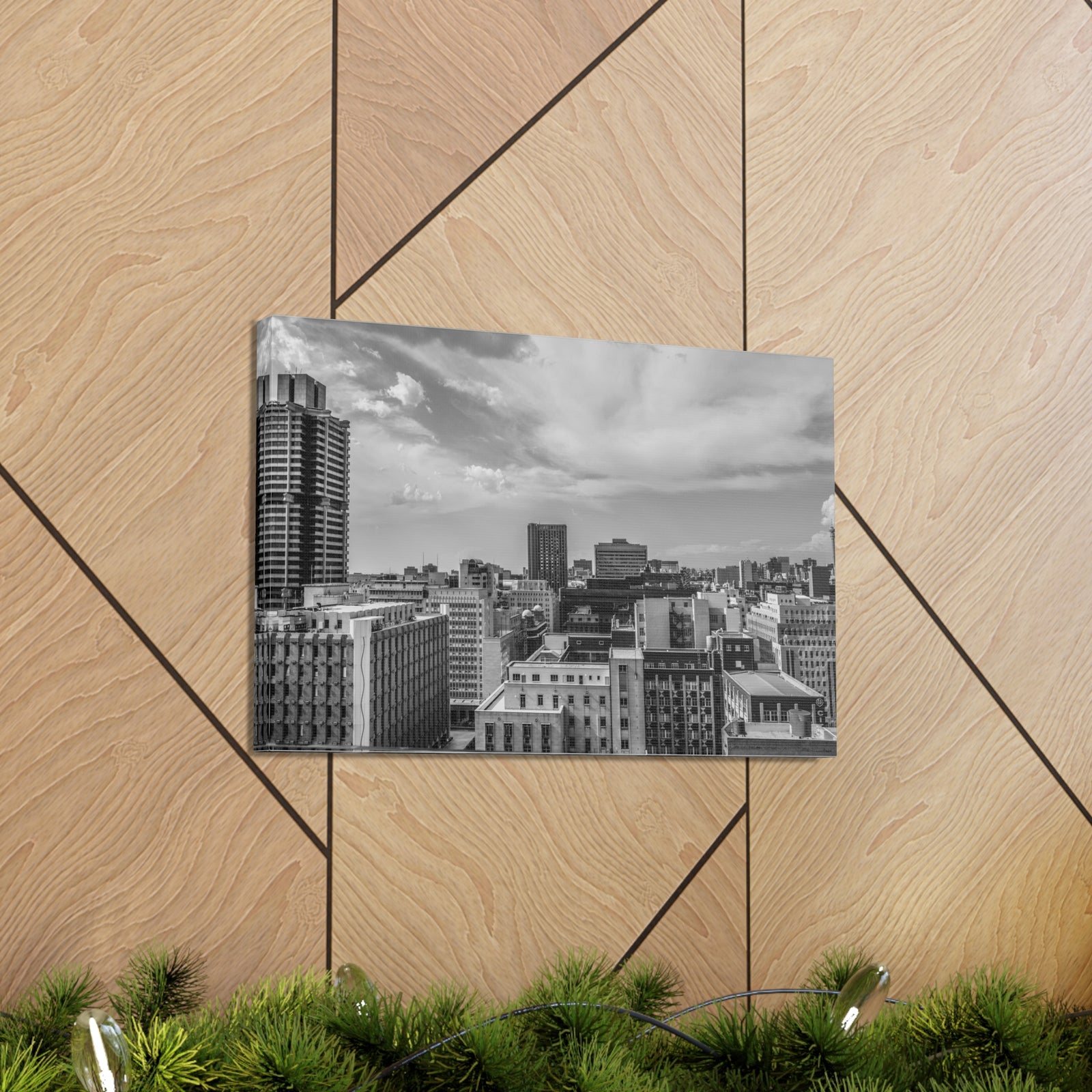 Johannesburg Black And White Skyline Canvas Artwork High-Quality Breathtaking Stunning Cityscape for Home Decor Ready to Hang-Express Your Love Gifts