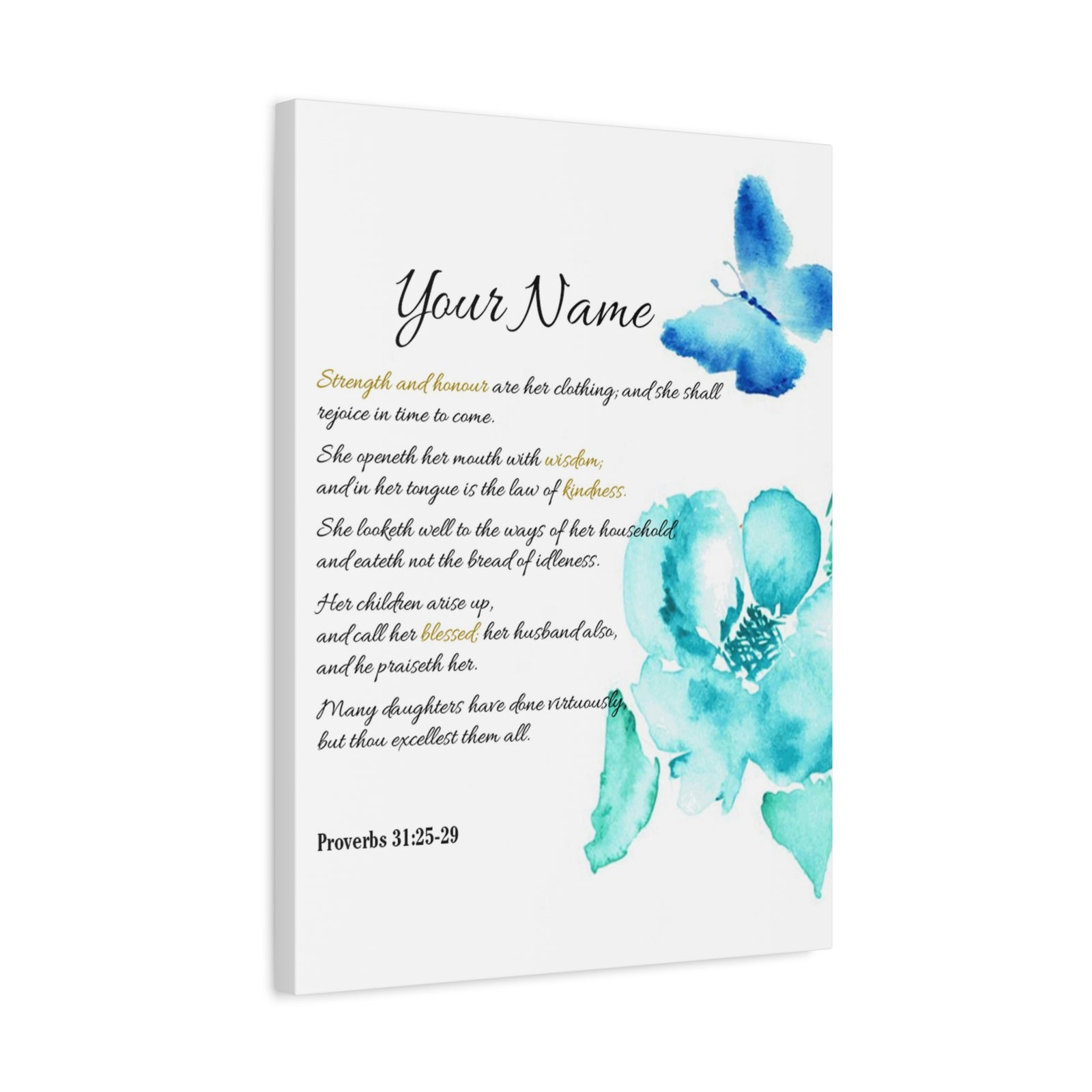 Personalized She is Strong Proverbs 31:25-29 Bible Chapter Canvas Christian Wall Art Ready to Hang-Express Your Love Gifts