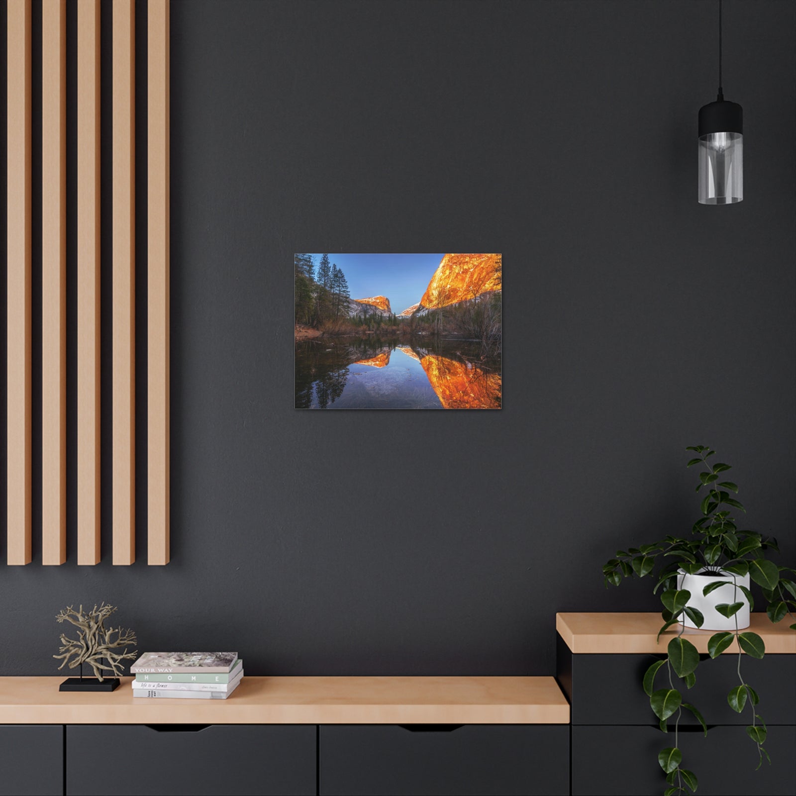 Mountain Golden Hour Lake Nature Wilderness Photography Canvas Wall Art for Home Decor Ready-to-Hang-Express Your Love Gifts
