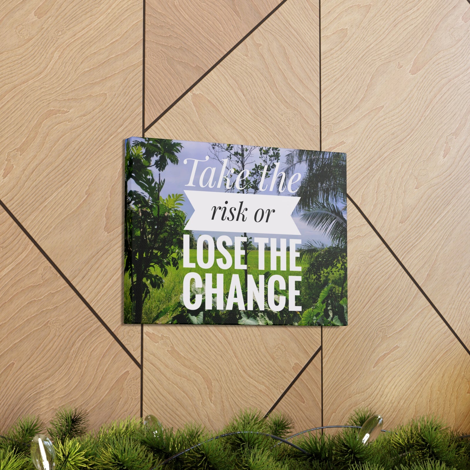 Inspirational Quote Canvas Take The Risk Or Lose The Change Wall Art Motivational Motto Inspiring Prints Artwork Decor Ready to Hang-Express Your Love Gifts