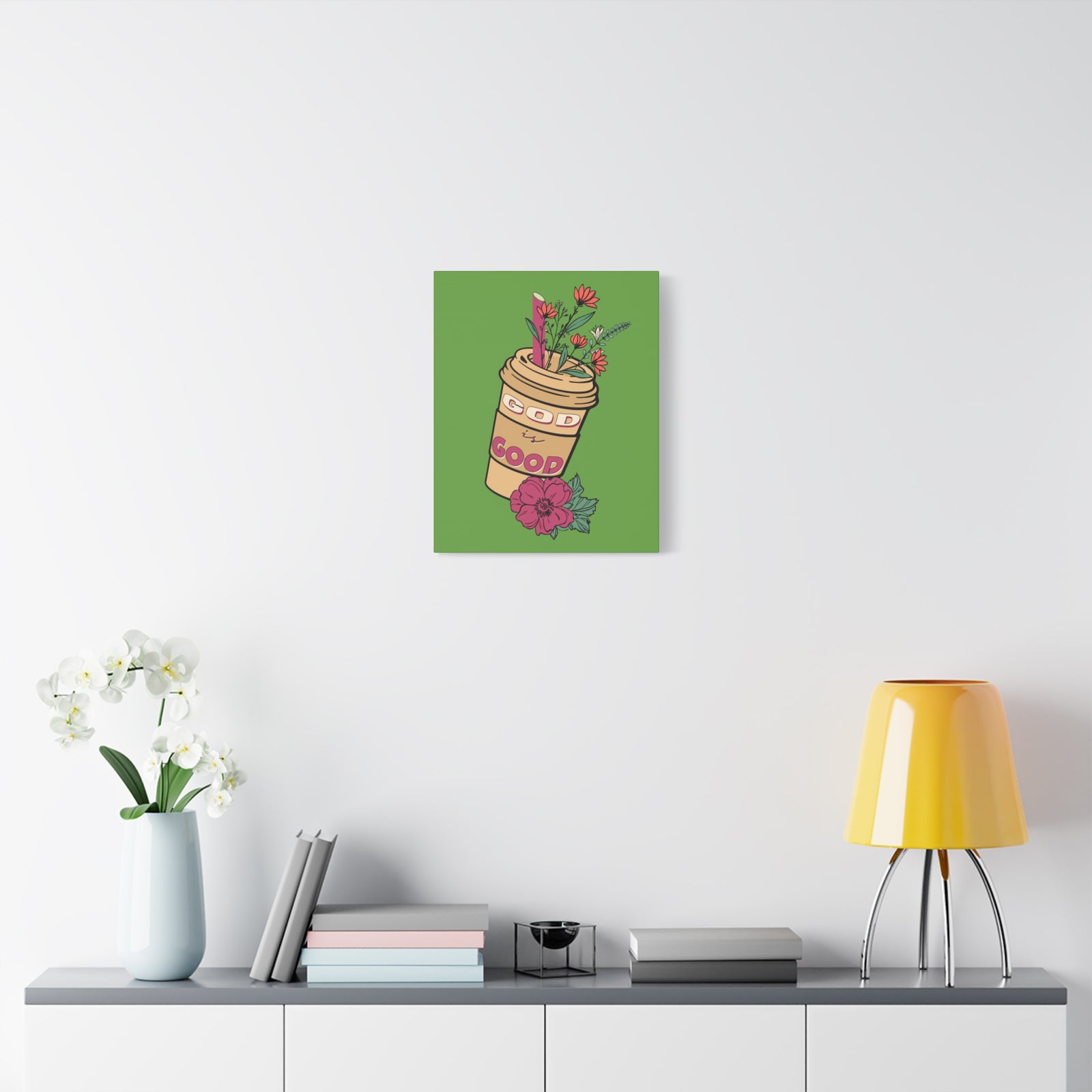 Scripture Canvas God Is Good Psalm 100:5 Flower Cup Christian Wall Art Bible Verse Print Ready to Hang-Express Your Love Gifts