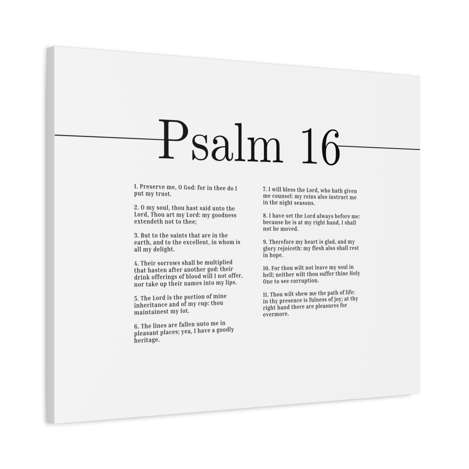 Scripture Canvas Therefore My Heart Is Glad Psalm 16 Christian Wall Art Bible Verse Print Ready to Hang-Express Your Love Gifts