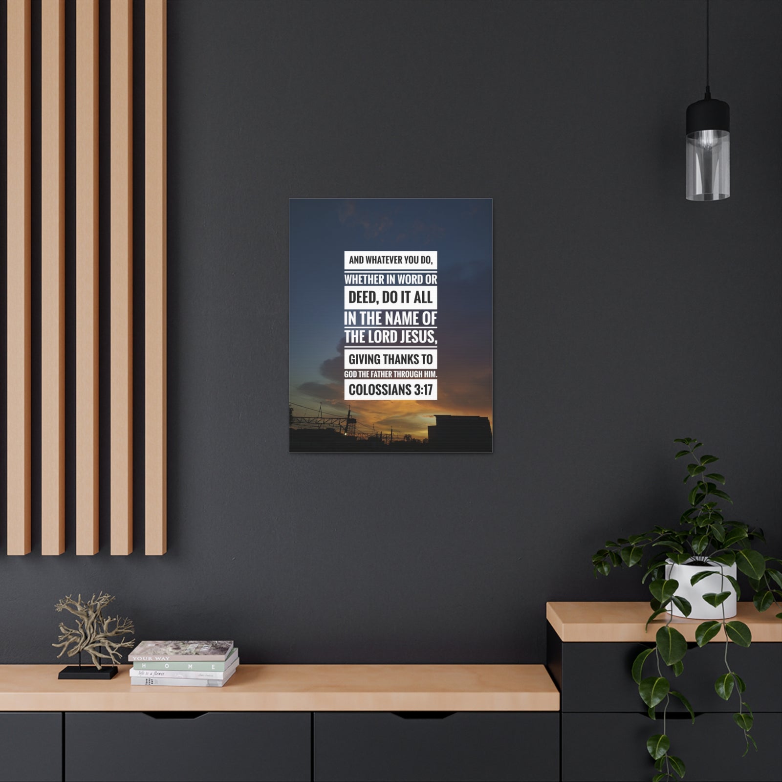 Scripture Canvas Thanks To God The Father Colossians 3:17 Christian Wall Art Bible Verse Print Ready to Hang-Express Your Love Gifts