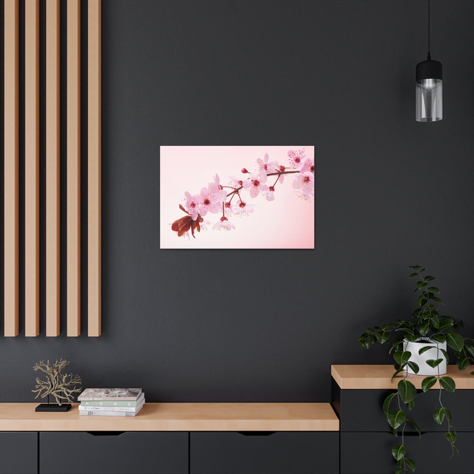 Single Cherry Blossom Forest Floral Nature Photography Canvas Wall Art for Home Decor Ready-to-Hang-Express Your Love Gifts