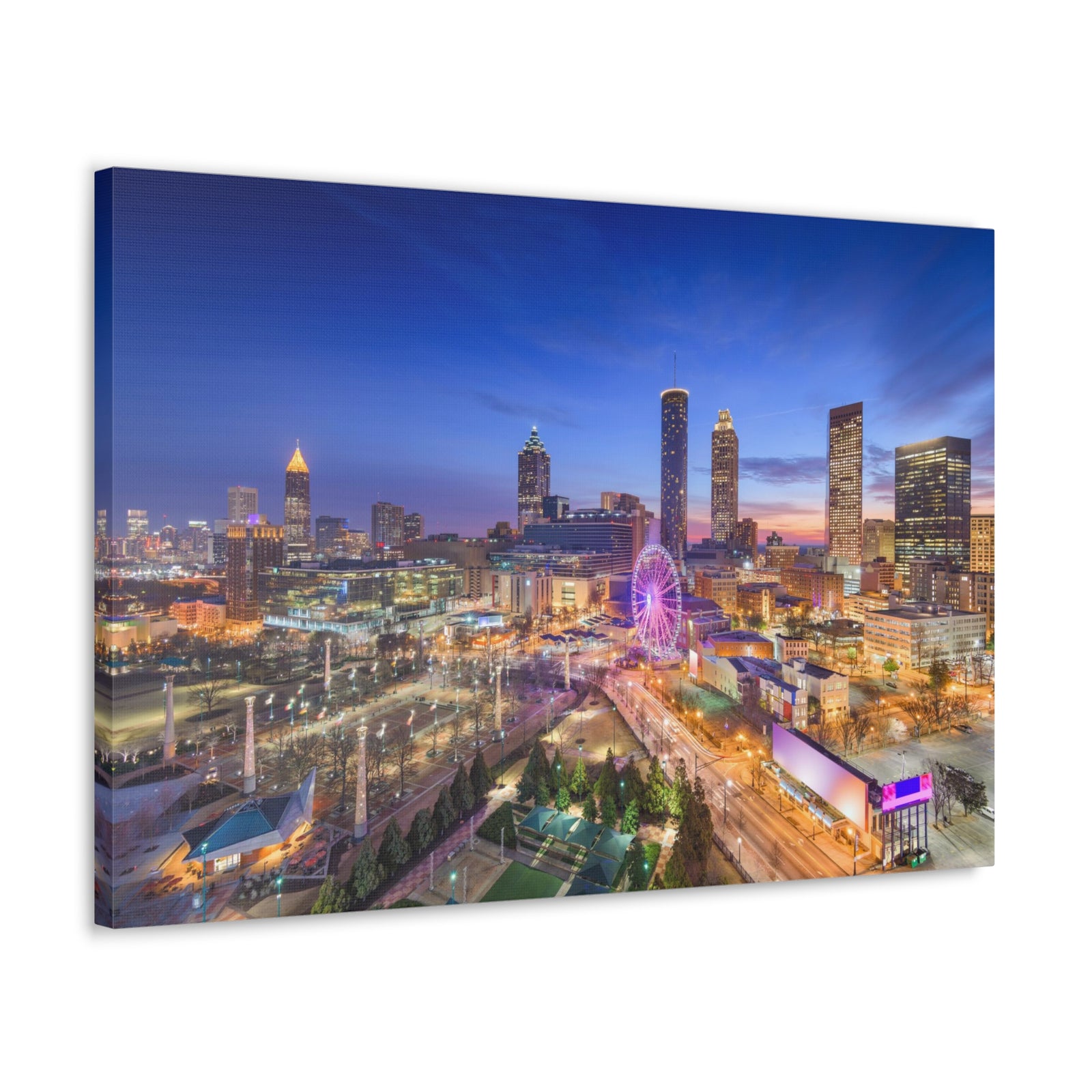 Atlanta Night Skyline Canvas Artwork High-Quality Breathtaking Stunning Cityscape for Home Decor Ready to Hang-Express Your Love Gifts