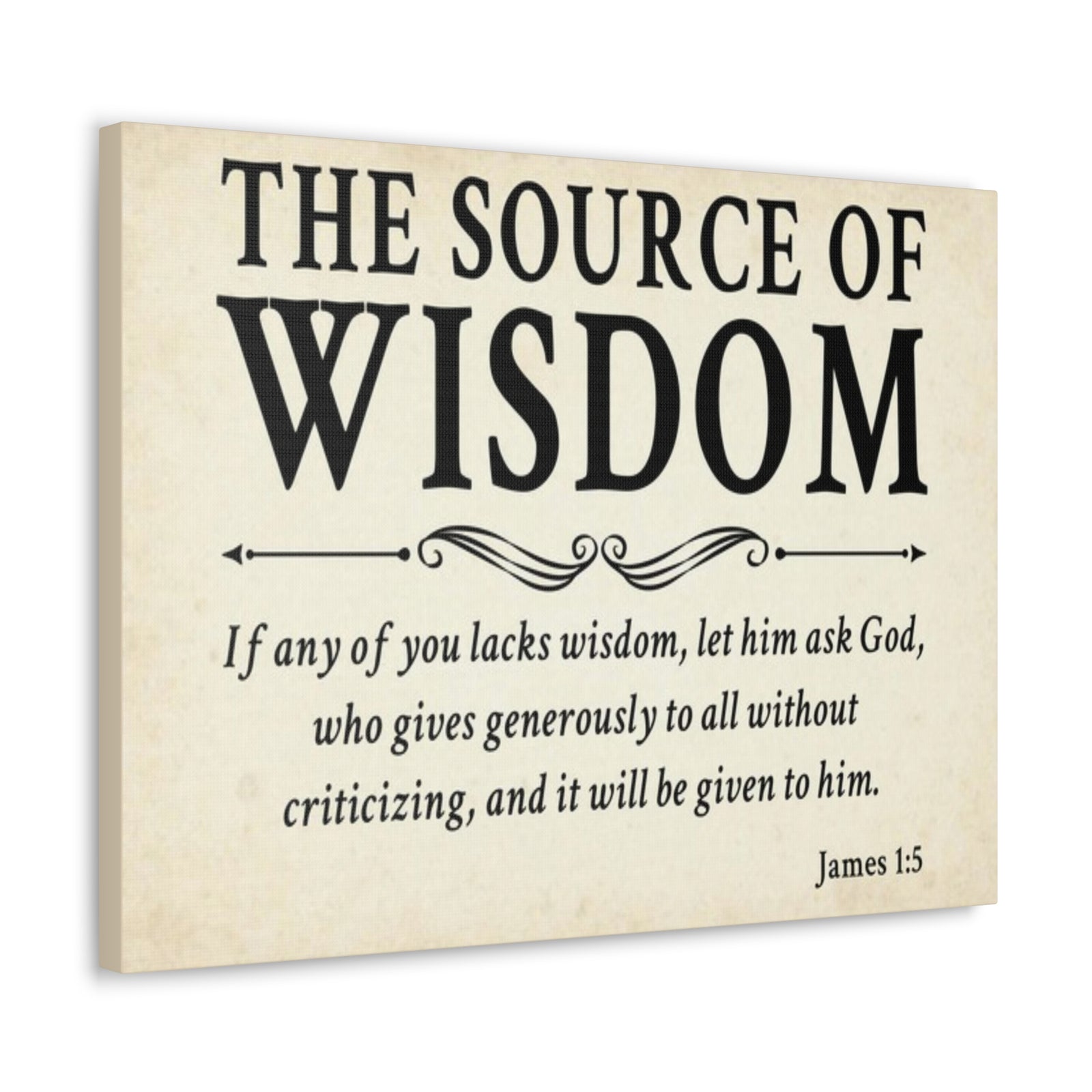 Scripture Walls James 1:5 The Source of Wisdom White Bible Verse Canvas Christian Wall Art Ready to Hang Unframed-Express Your Love Gifts