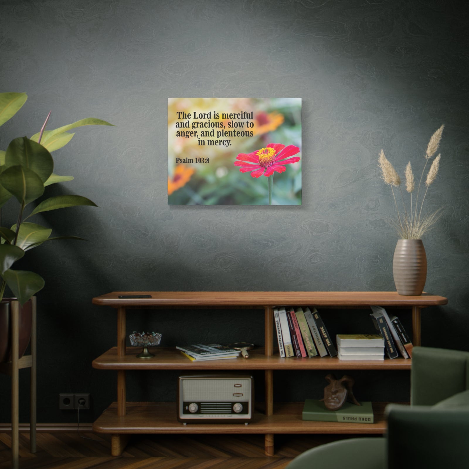 Scripture Canvas The Lord is Merciful and Gracious Psalm 103:8 Christian Wall Art Bible Verse Print Ready to Hang-Express Your Love Gifts