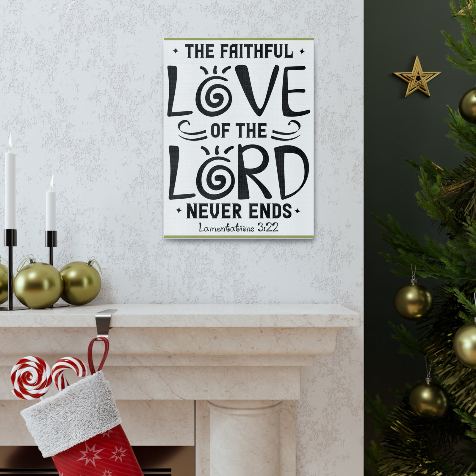 Scripture Canvas The Faithful Love Of The Lord Lamentations 3:22 Christian Wall Art Bible Verse Print Ready To Hang-Express Your Love Gifts