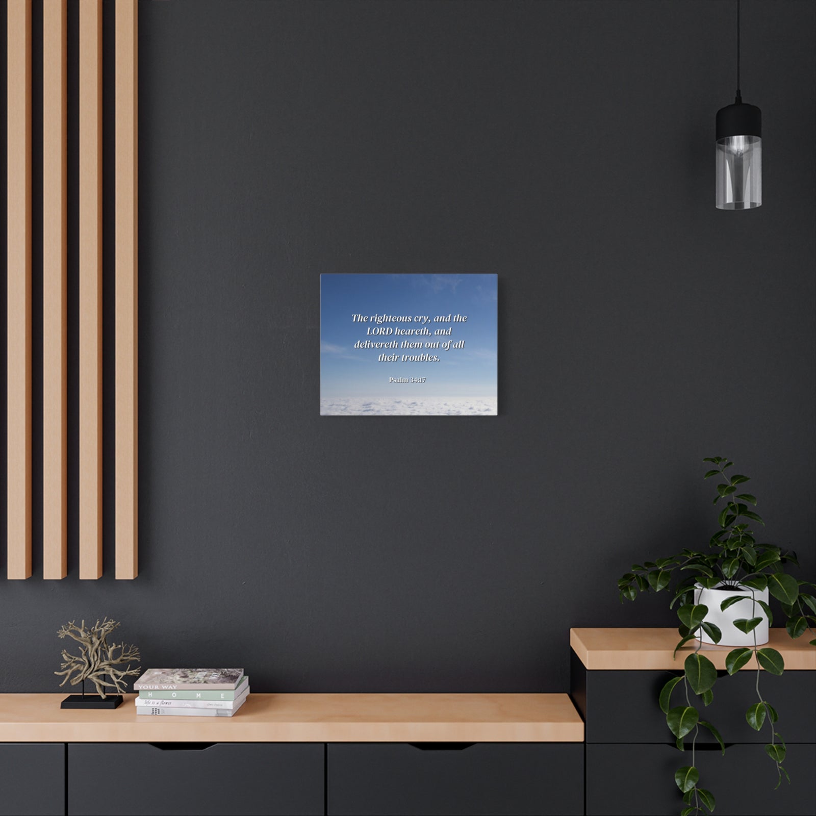 Scripture Canvas The Righteous Cry Psalm 34:17 Christian Wall Art Bible Verse Print Ready to Hang-Express Your Love Gifts