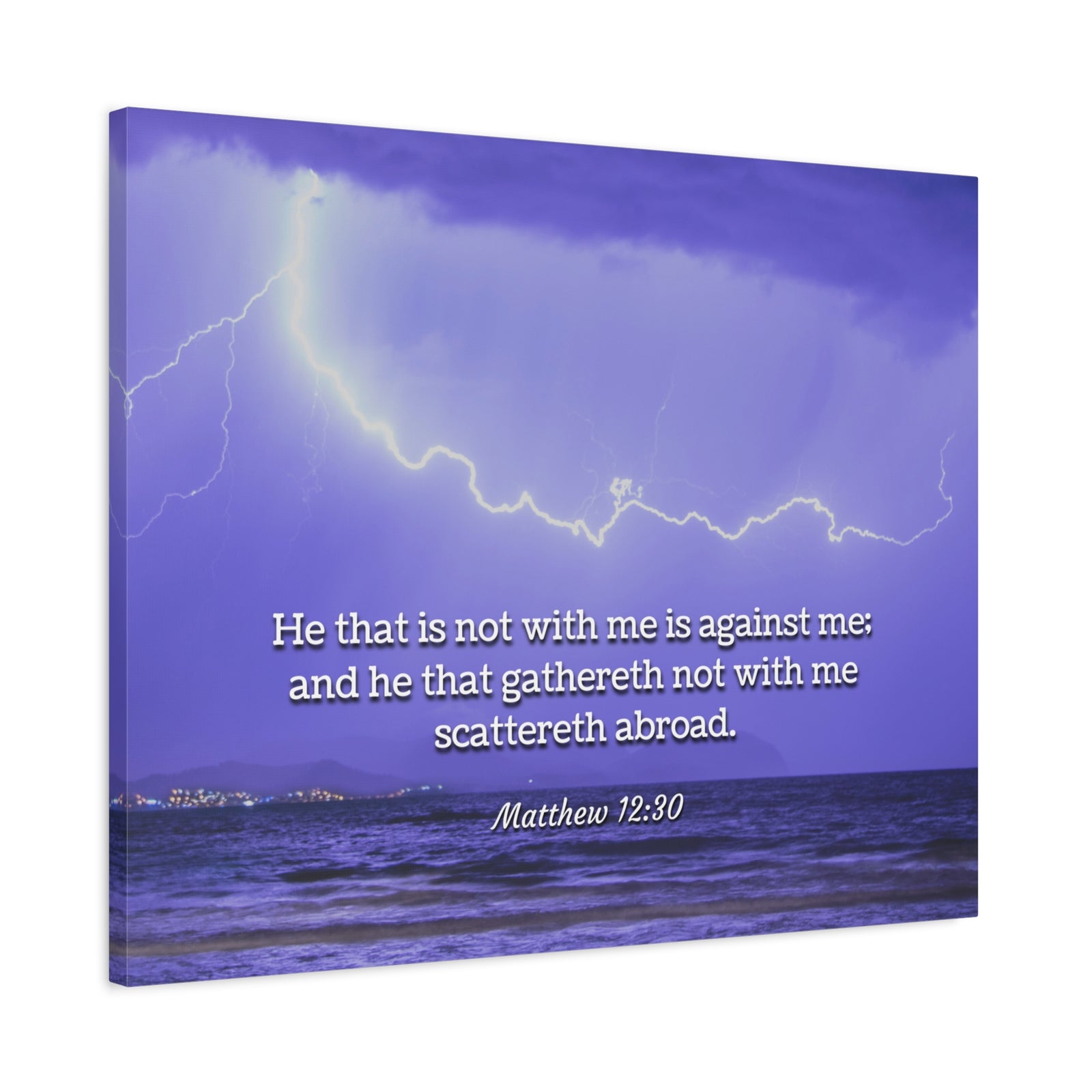 Scripture Canvas With Christ Matthew 12:30 Christian Wall Art Bible Verse Print Ready to Hang-Express Your Love Gifts