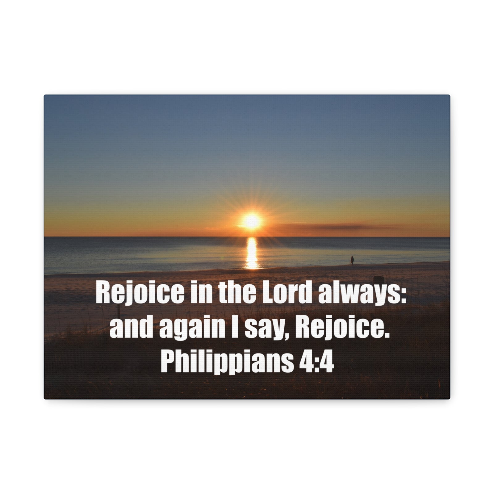Scripture Walls Rejoice In The Lord Philippians 4:4 Sunset Bible Verse Canvas Christian Wall Art Ready to Hang-Express Your Love Gifts