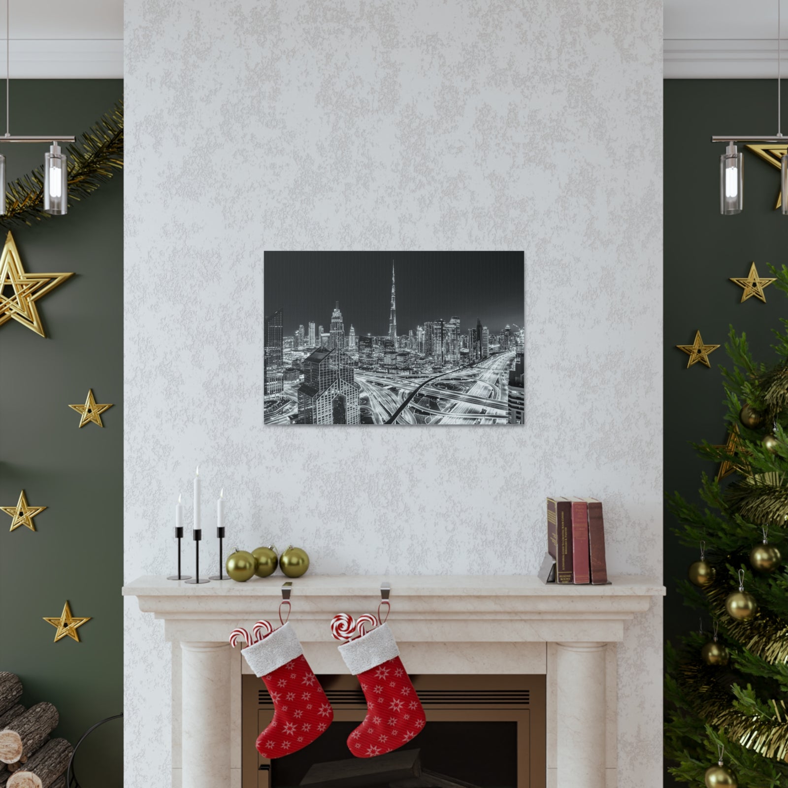 Dubai Black And White Skyline Canvas Artwork High-Quality Breathtaking Stunning Cityscape for Home Decor Ready to Hang-Express Your Love Gifts