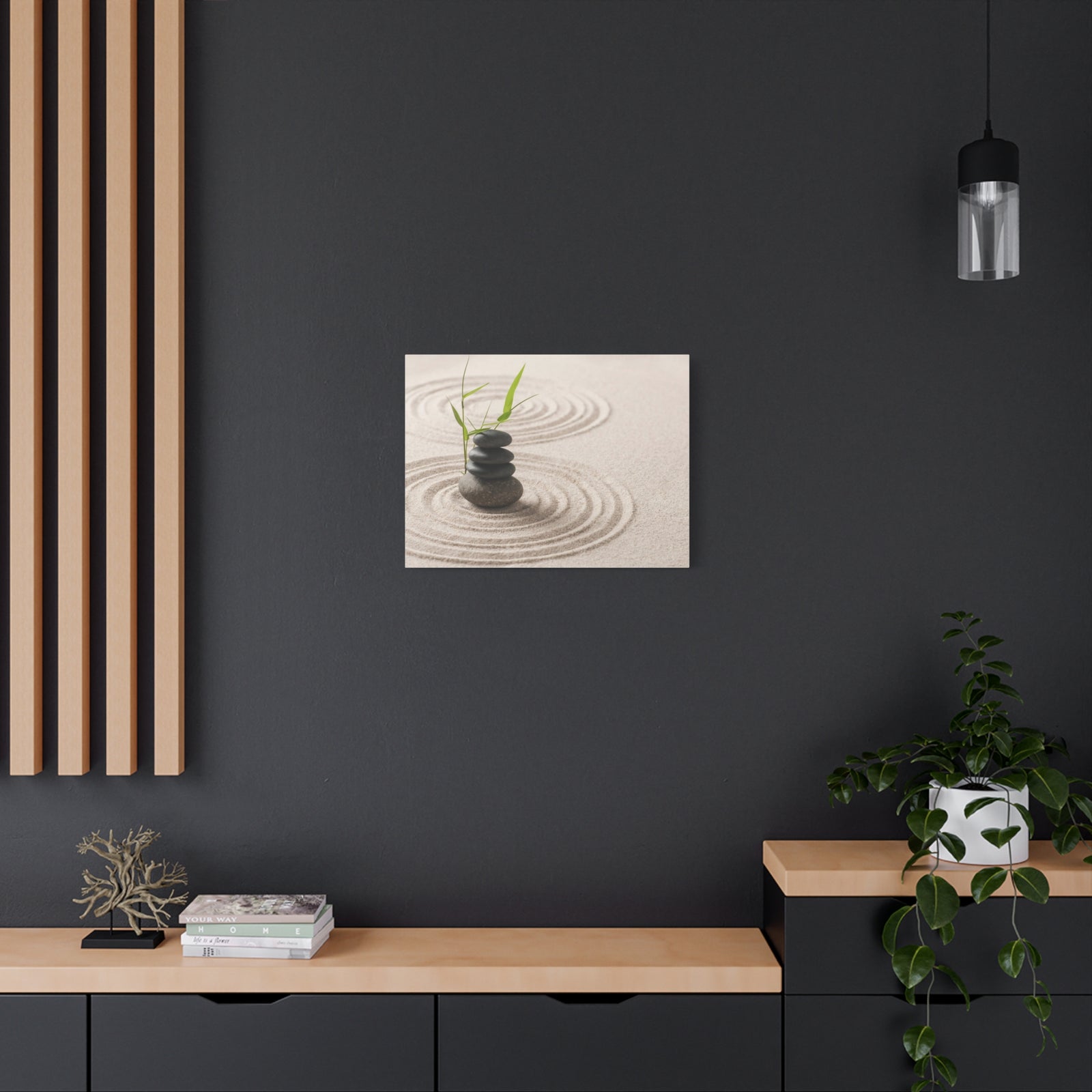 Zen Stones Sand Forest Floral Nature Photography Canvas Wall Art for Home Decor Ready-to-Hang-Express Your Love Gifts