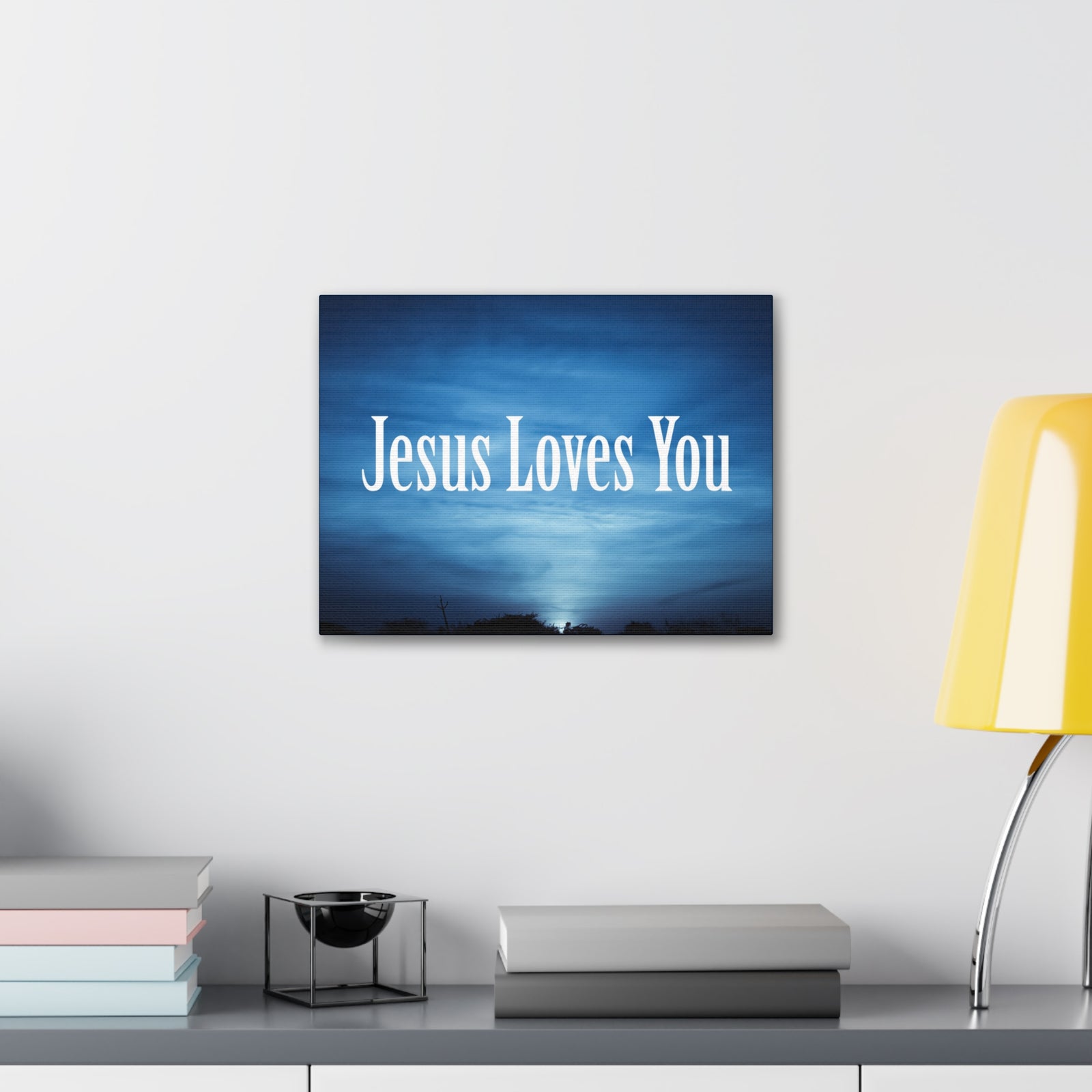 Scripture Canvas Jesus Loves You John 3:16 Dark Blue Sky Christian Wall Art Bible Verse Print Ready to Hang-Express Your Love Gifts