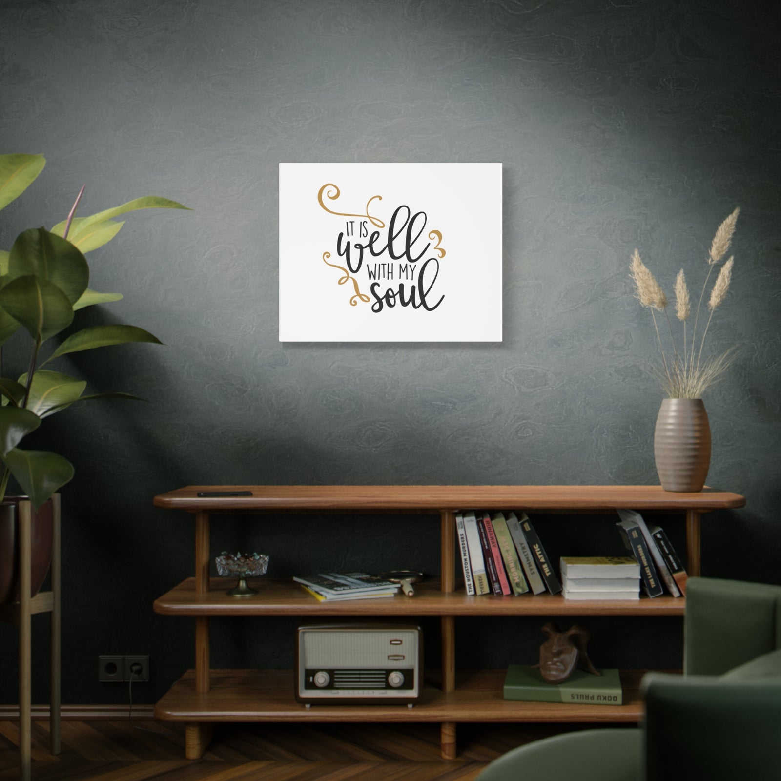 Scripture Canvas It Is Well With My Soul Psalm 42:7 White Christian Wall Art Bible Verse Print Ready to Hang-Express Your Love Gifts