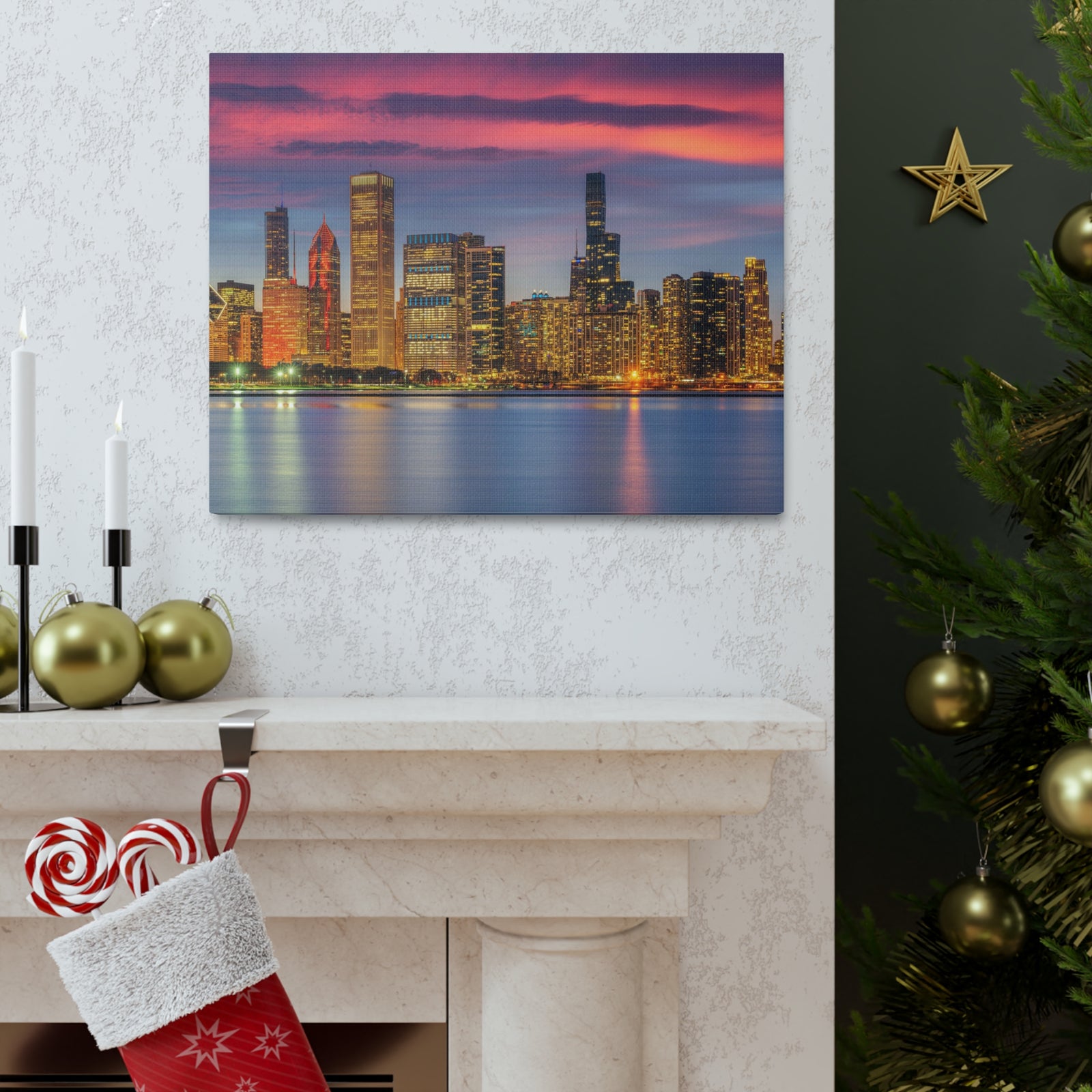 Las Vegas Night Skyline Canvas Artwork High-Quality Breathtaking Stunning Cityscape for Home Decor Ready to Hang-Express Your Love Gifts