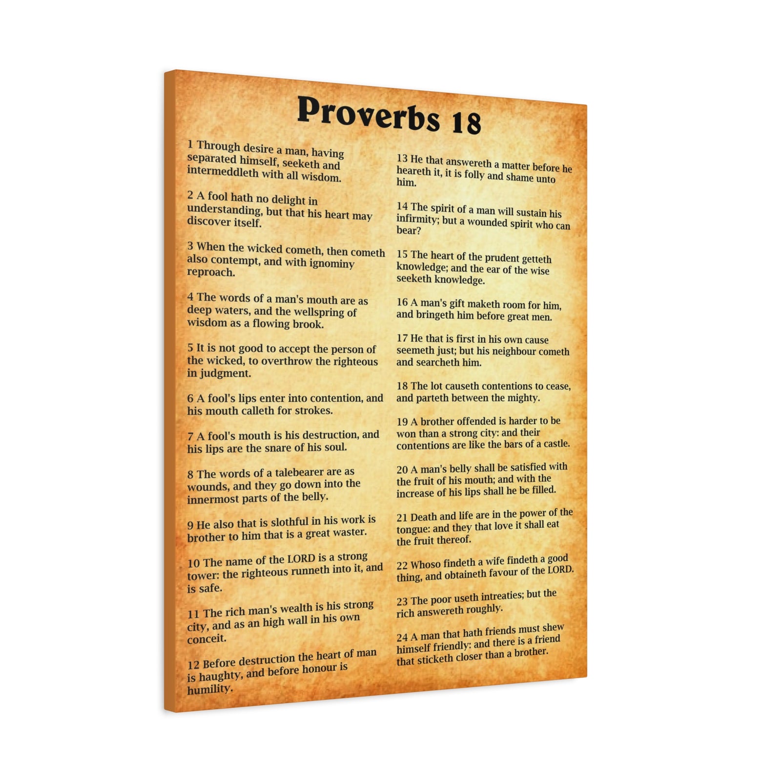 Scripture Walls Proverbs Chapter 18 Gold Bible Canvas Christian Wall Art Ready to Hang Unframed-Express Your Love Gifts
