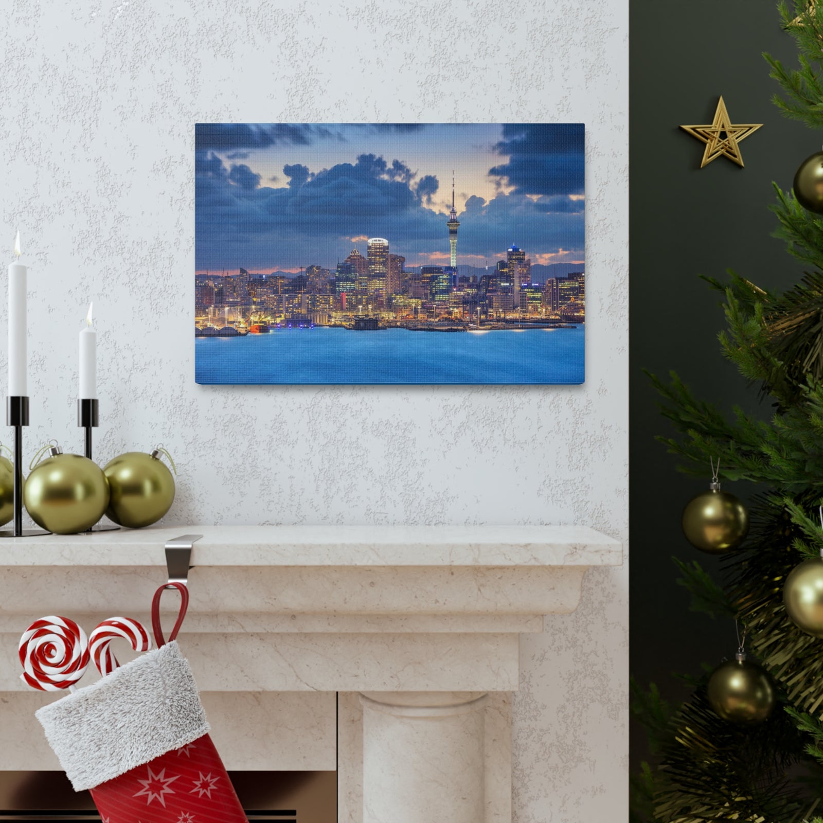 Auckland Night Skyline Canvas Artwork High-Quality Breathtaking Stunning Cityscape for Home Decor Ready to Hang-Express Your Love Gifts