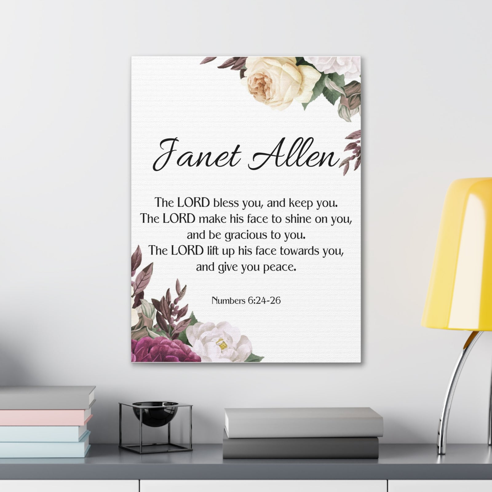 Scripture Walls Personalized Numbers 6:24-26 Bible Chapter Canvas Christian Wall Art Ready to Hang-Express Your Love Gifts