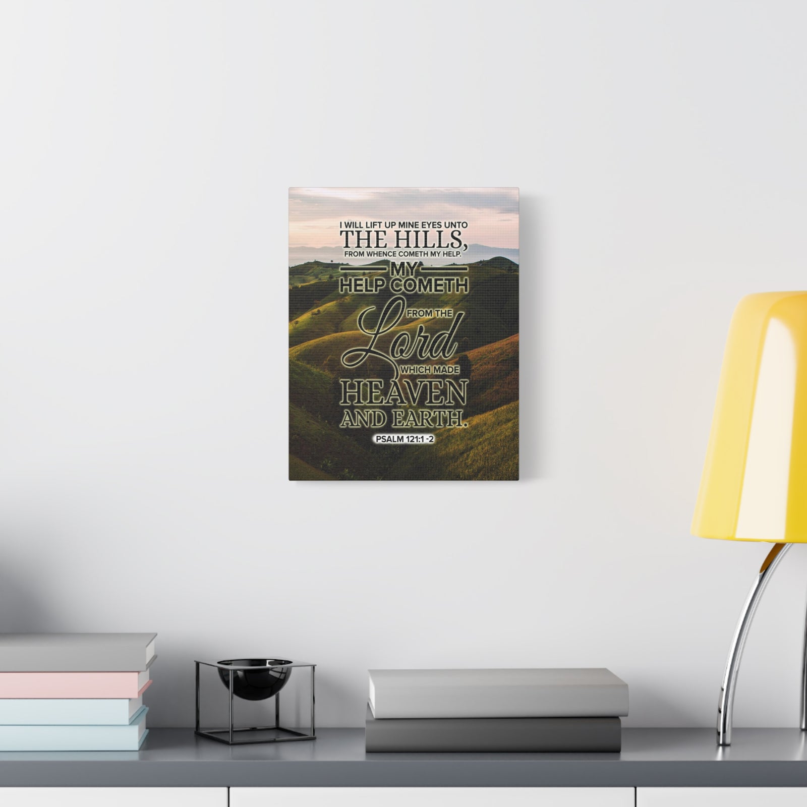 Scripture Canvas Heaven and Earth Psalm 121:1-2 KJV Christian Wall Art Bible Verse Print Ready to Hang-Express Your Love Gifts