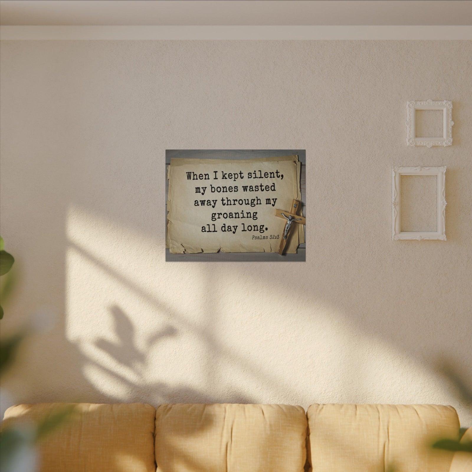Scripture Walls All Day Long Psalms 32:3 Bible Verse Canvas Christian Wall Art Ready to Hang-Express Your Love Gifts
