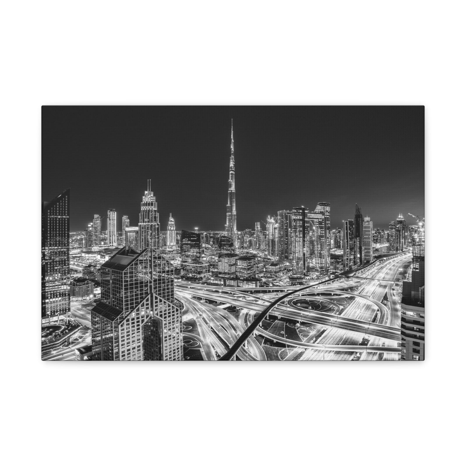 Dubai Black And White Skyline Canvas Artwork High-Quality Breathtaking Stunning Cityscape for Home Decor Ready to Hang-Express Your Love Gifts