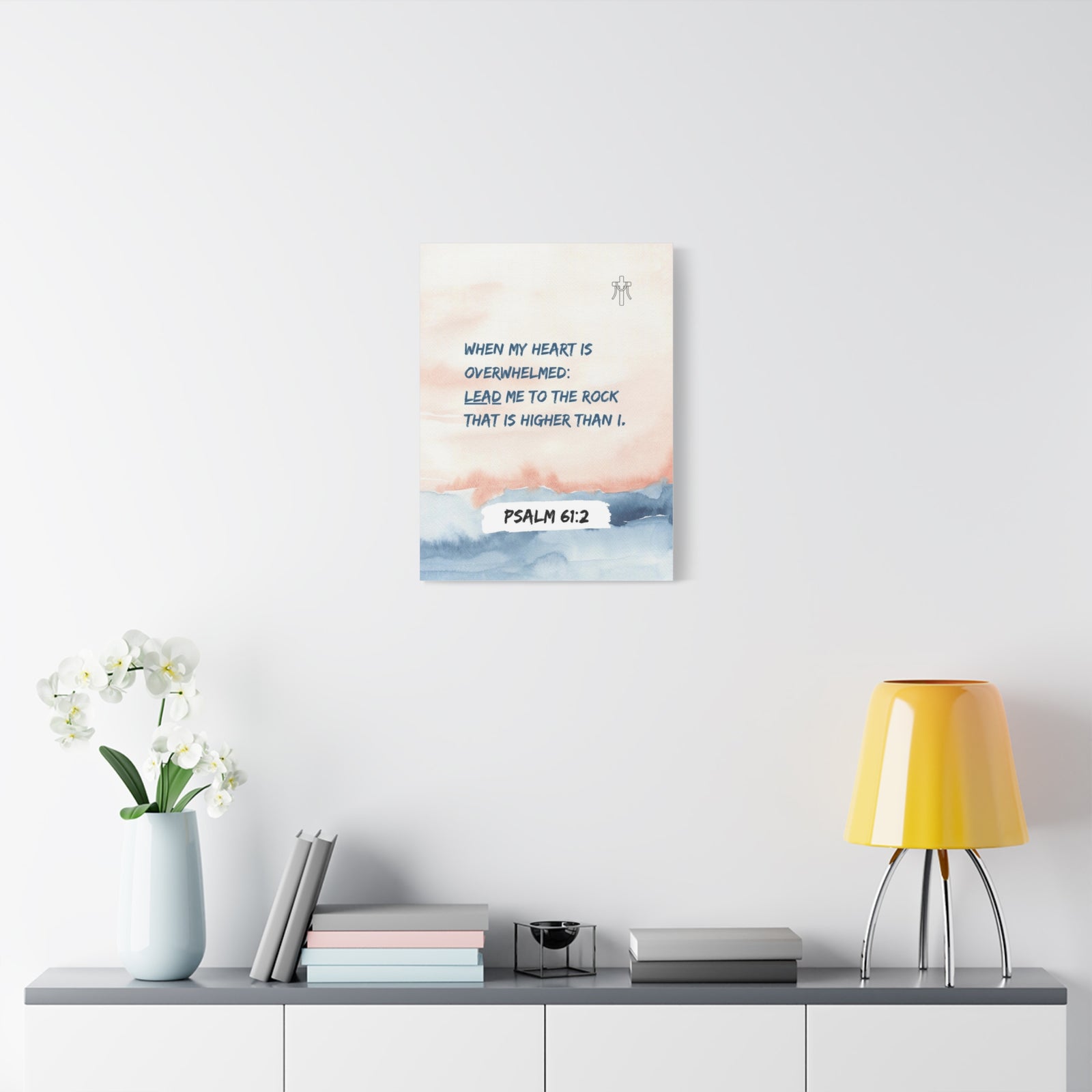 Scripture Walls Psalm 61:2 Lead Me to the Rock Bible Verse Canvas Christian Wall Art Ready to Hang Unframed-Express Your Love Gifts