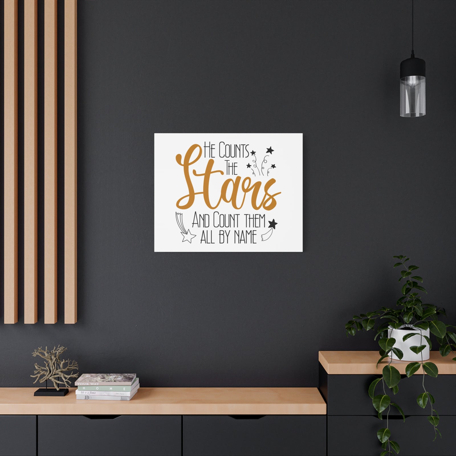 Scripture Canvas He Counts The Stars Psalm 147:4 Christian Wall Art Bible Verse Print Ready to Hang-Express Your Love Gifts