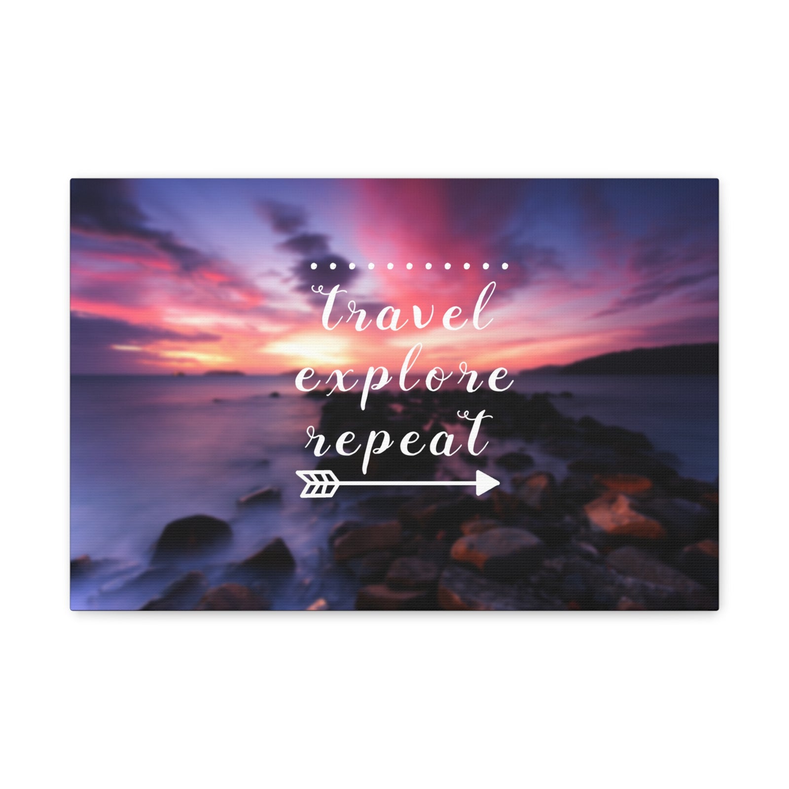 Inspirational Quote Canvas Travel Explore Repeat Motivational Print Ready to Hang Artwork-Express Your Love Gifts