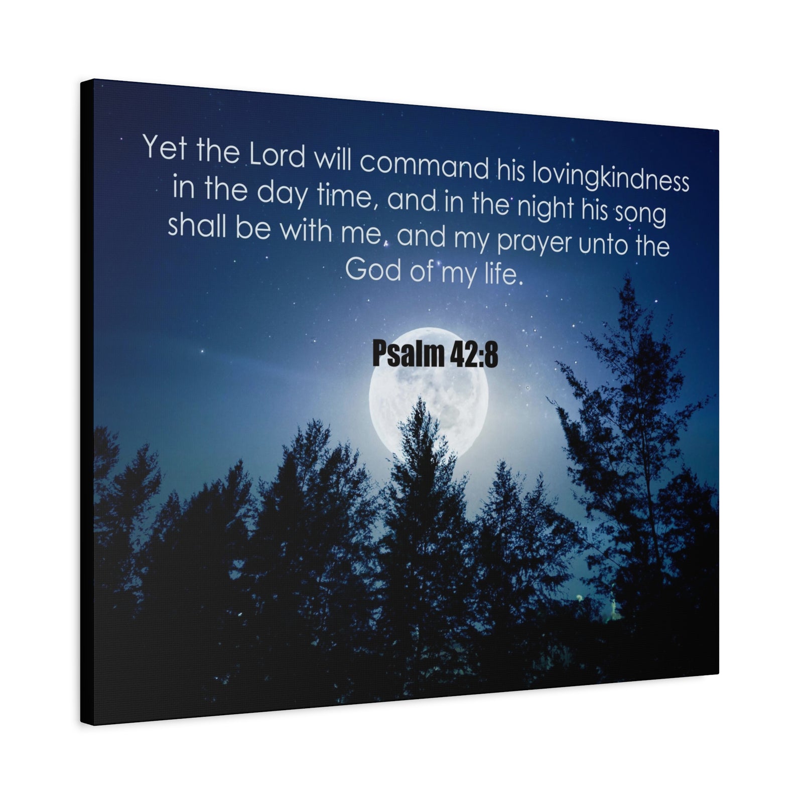 Bible Verse Canvas God of My Life Psalm 42:8 Christian Home Décor Wall Art Scripture Ready to Hang Faith Print-Express Your Love Gifts
