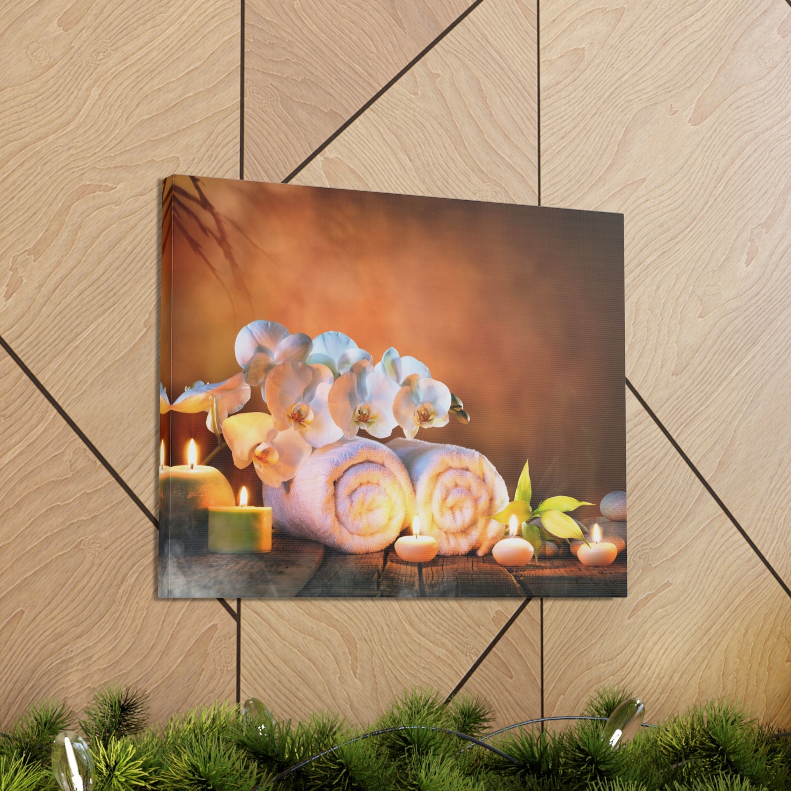 Candles and Orchid Forest Floral Nature Photography Canvas Wall Art for Home Decor Ready-to-Hang-Express Your Love Gifts