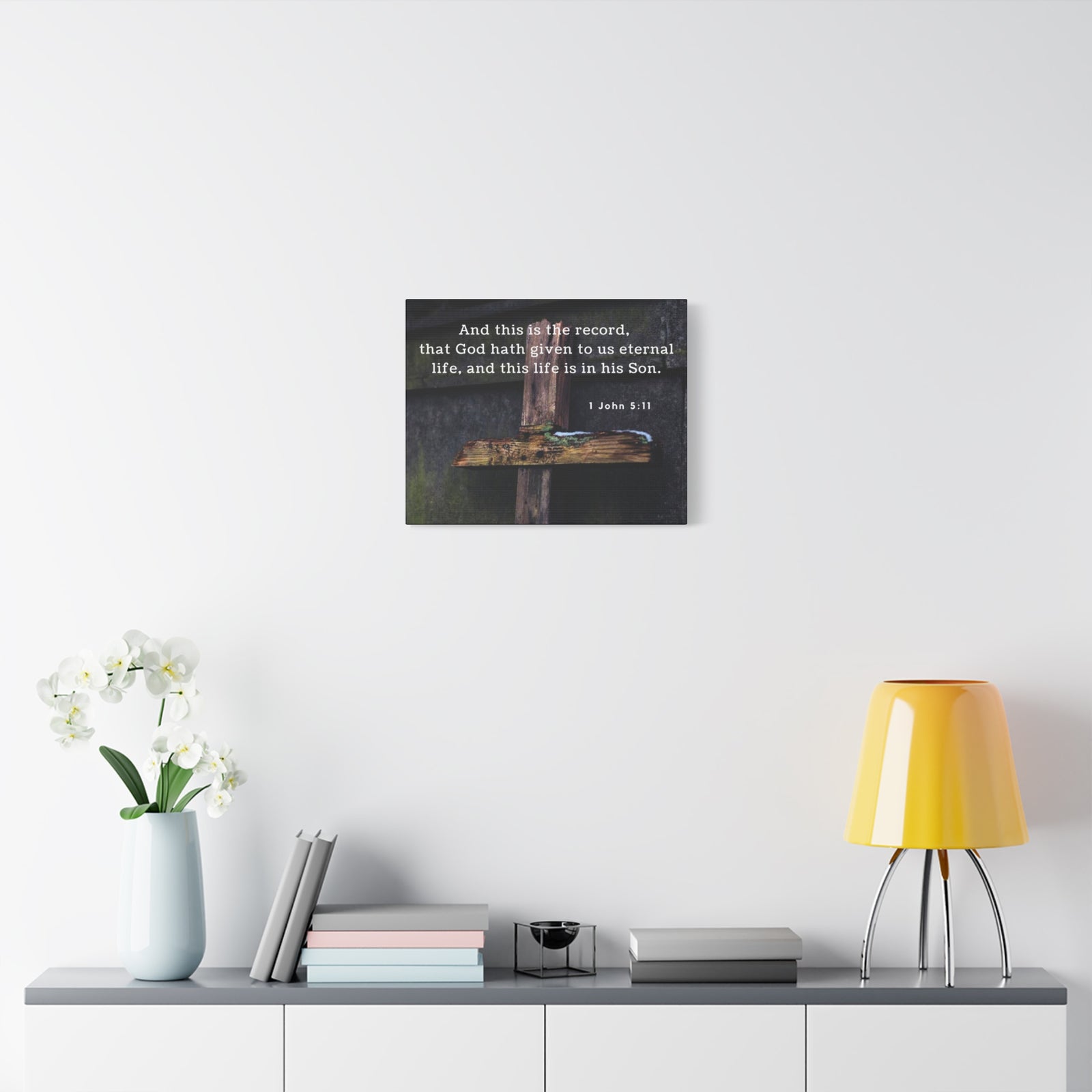 Scripture Walls The Record 1 John 5:11 Bible Verse Canvas Christian Wall Art Ready to Hang-Express Your Love Gifts