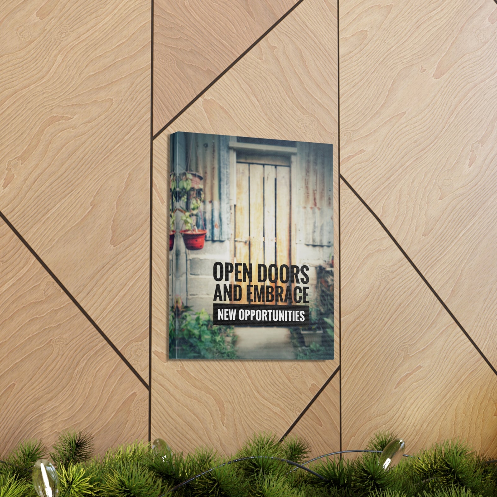 Inspirational Quote Canvas Open Doors and Embrace Motivational Print Ready to Hang Artwork-Express Your Love Gifts