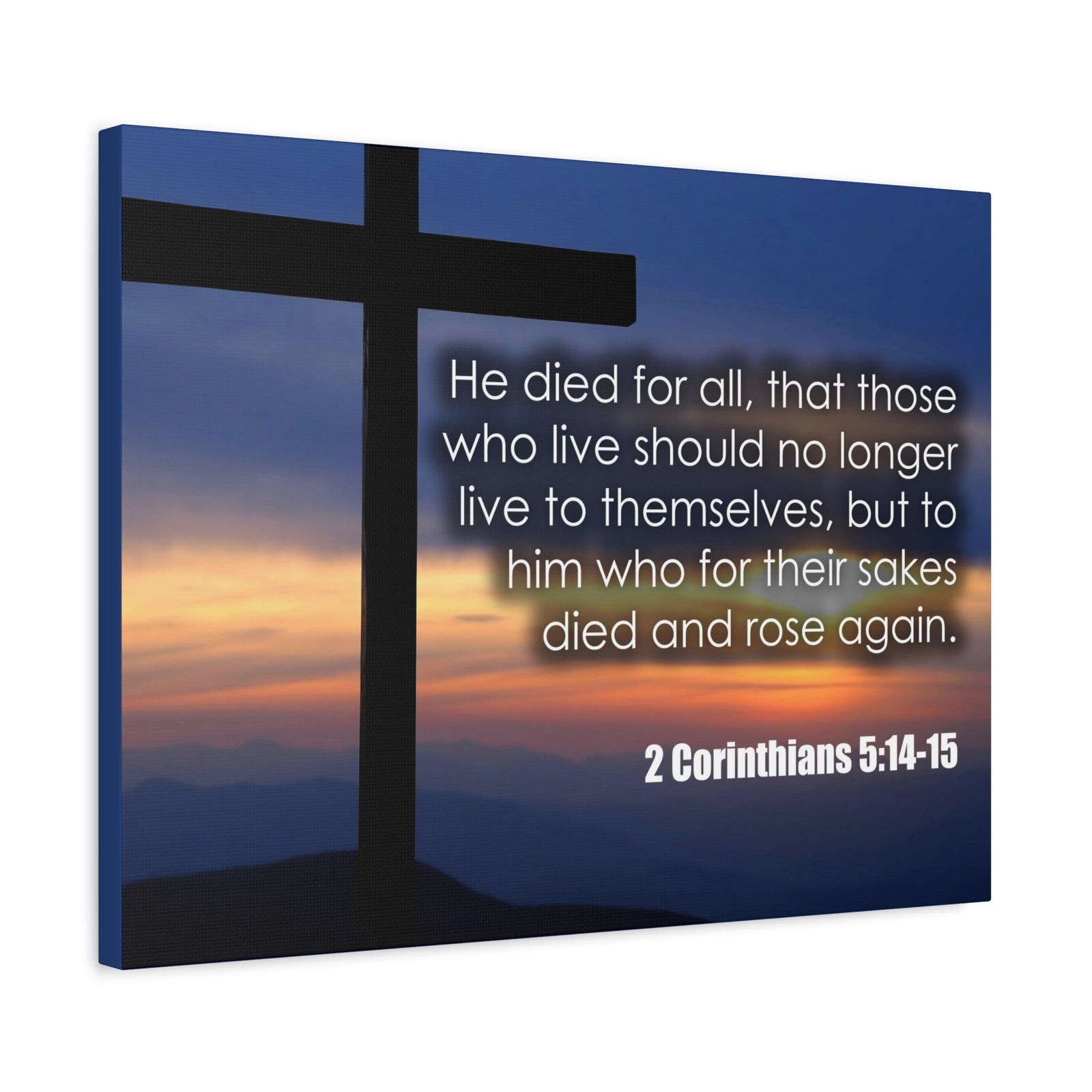 Bible Verse Canvas He Died For All 2 Corinthians 5:14-15 Christian Home Décor Wall Art Scripture Ready to Hang Faith Print-Express Your Love Gifts