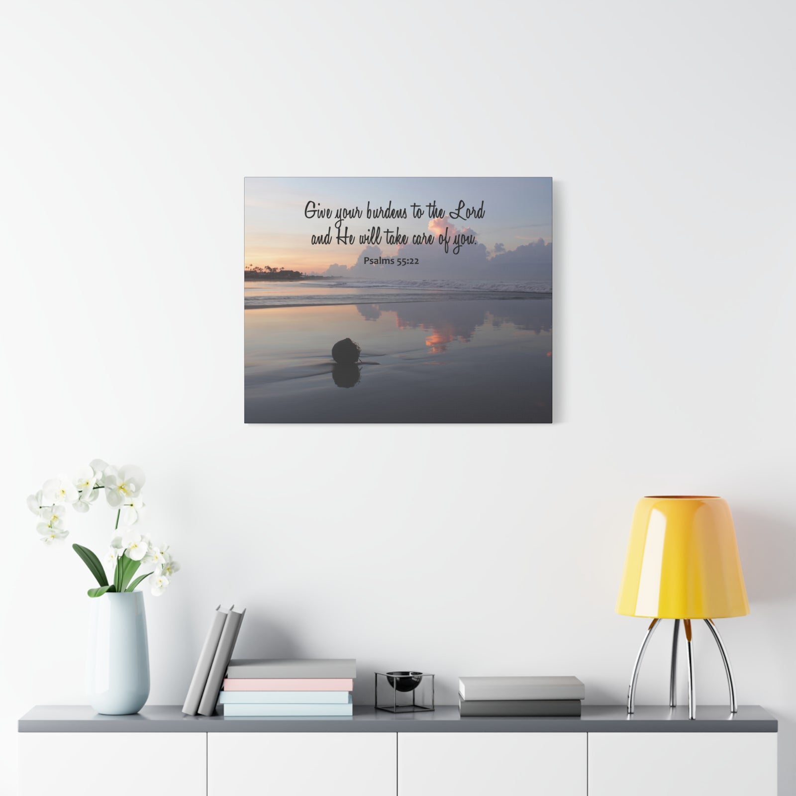 Scripture Walls Care Of You Psalms 55:22 Bible Verse Canvas Christian Wall Art Ready to Hang-Express Your Love Gifts