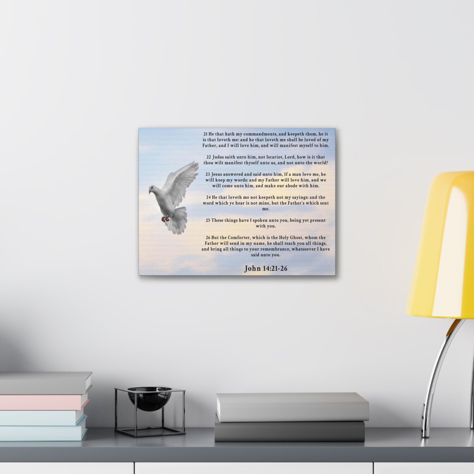 Scripture Walls John 14:21-26 KJV Bible Verse Canvas Christian Wall Art Ready to Hang Unframed-Express Your Love Gifts