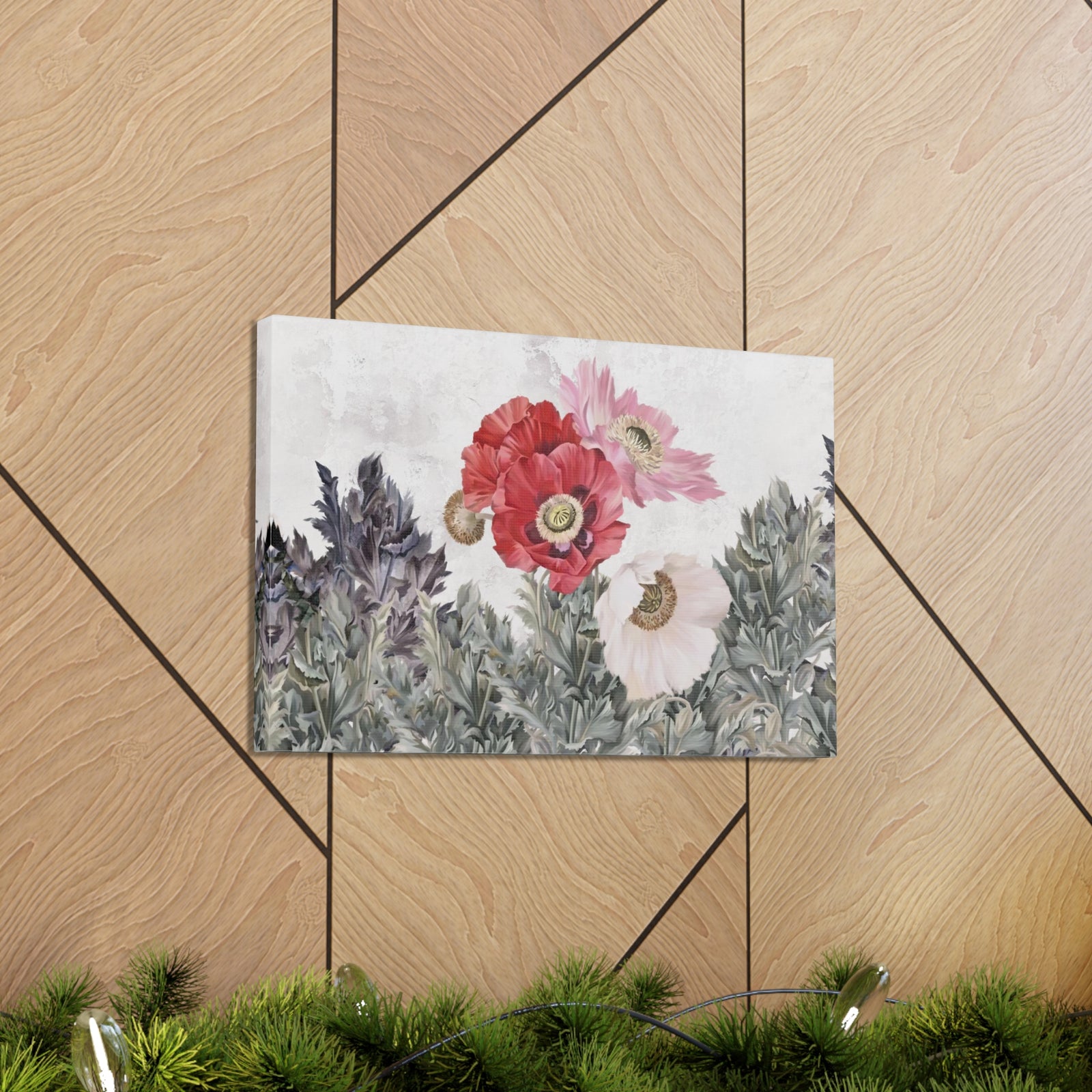 Poppies Flowers Illustration Flower Canvas Wall Art for Home Decor Ready-to-Hang-Express Your Love Gifts