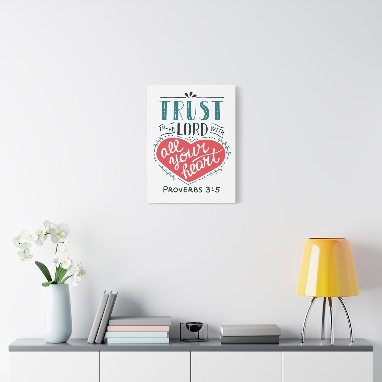 Scripture Canvas Trust In The Lord Proverbs 3:5 Christian Wall Art Bible Verse Print Ready To Hang-Express Your Love Gifts