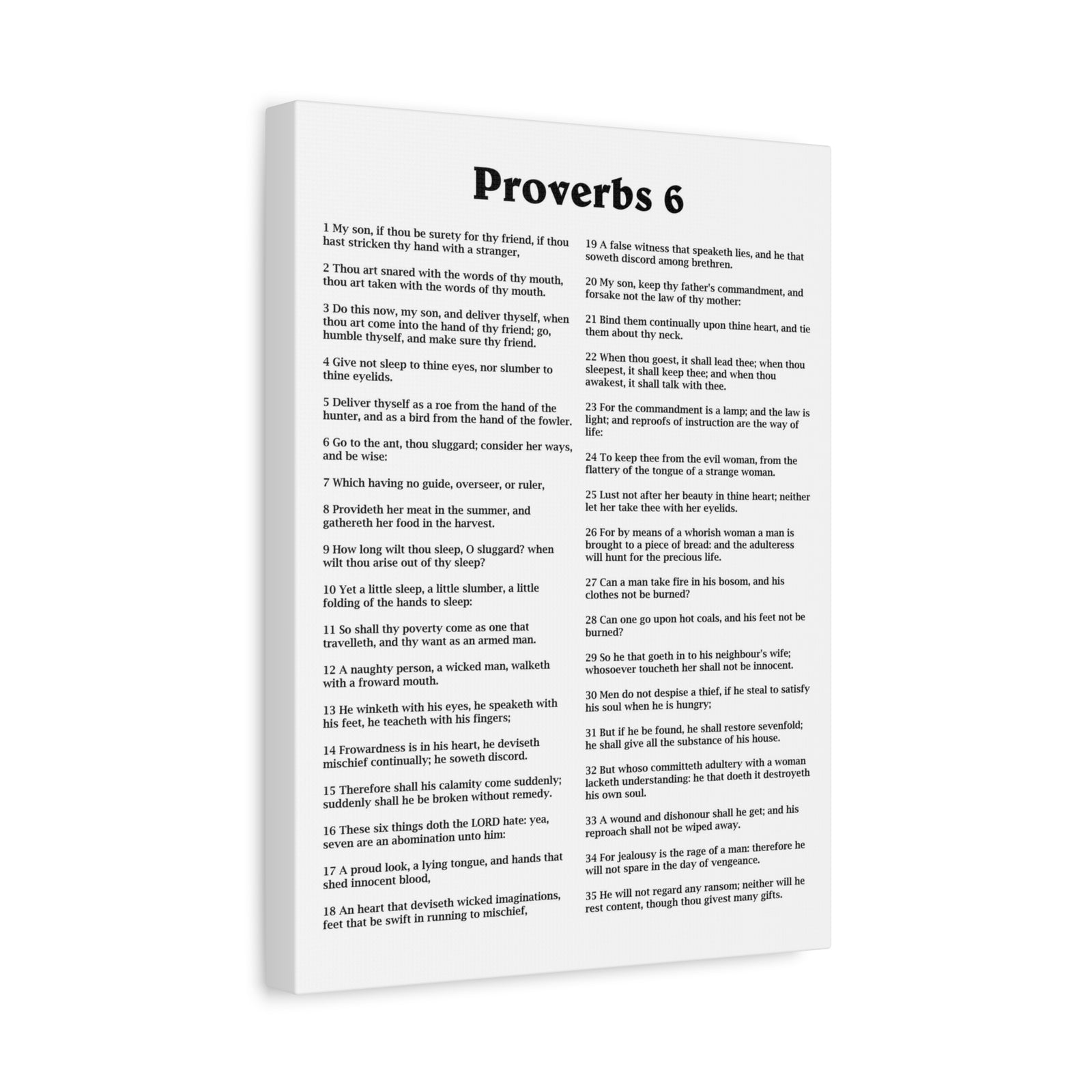 Scripture Walls Proverbs Chapter 6 White Bible Canvas Christian Wall Art Ready to Hang Unframed-Express Your Love Gifts