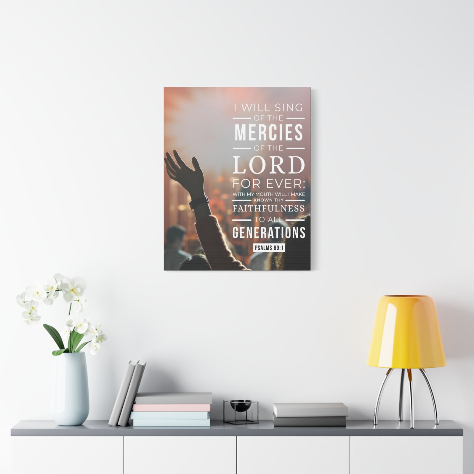 Scripture Canvas Faithfulness To All Psalm 89:1 Christian Wall Art Bible Verse Print Ready to Hang-Express Your Love Gifts