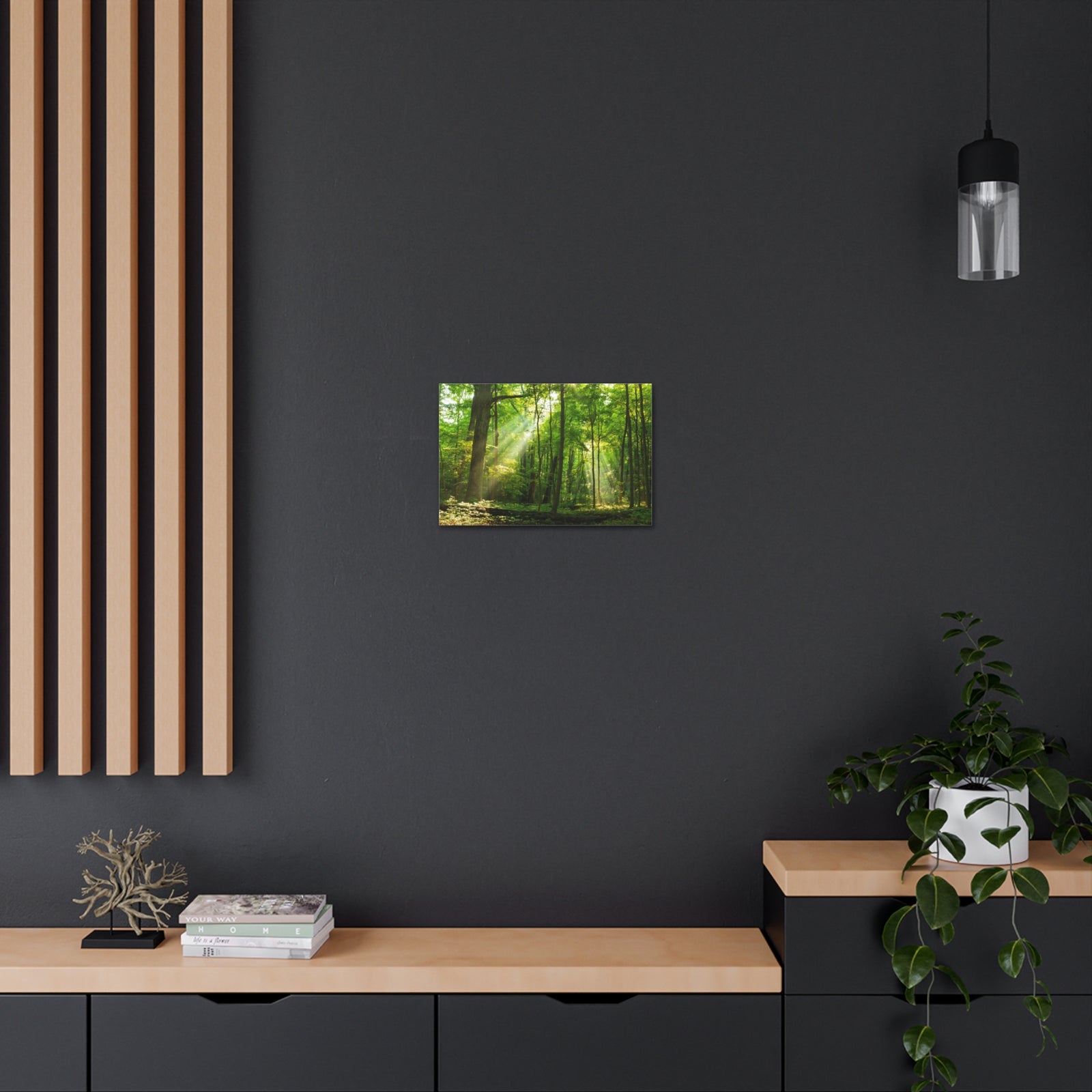 Green Forest Summer Sunlight Nature Wilderness Photography Canvas Wall Art for Home Decor Ready-to-Hang-Express Your Love Gifts