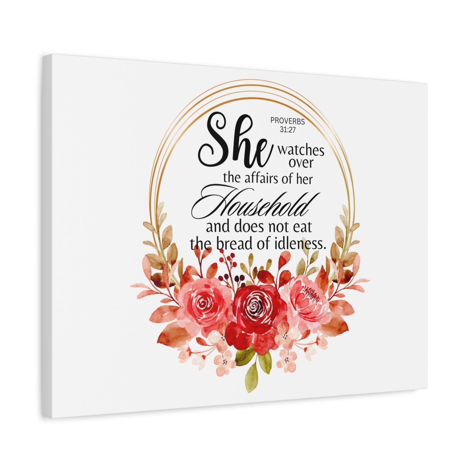Scripture Walls Proverbs 31:27 She Watches Over Her Household Bible Verse Canvas Christian Wall Art Ready to Hang Unframed-Express Your Love Gifts