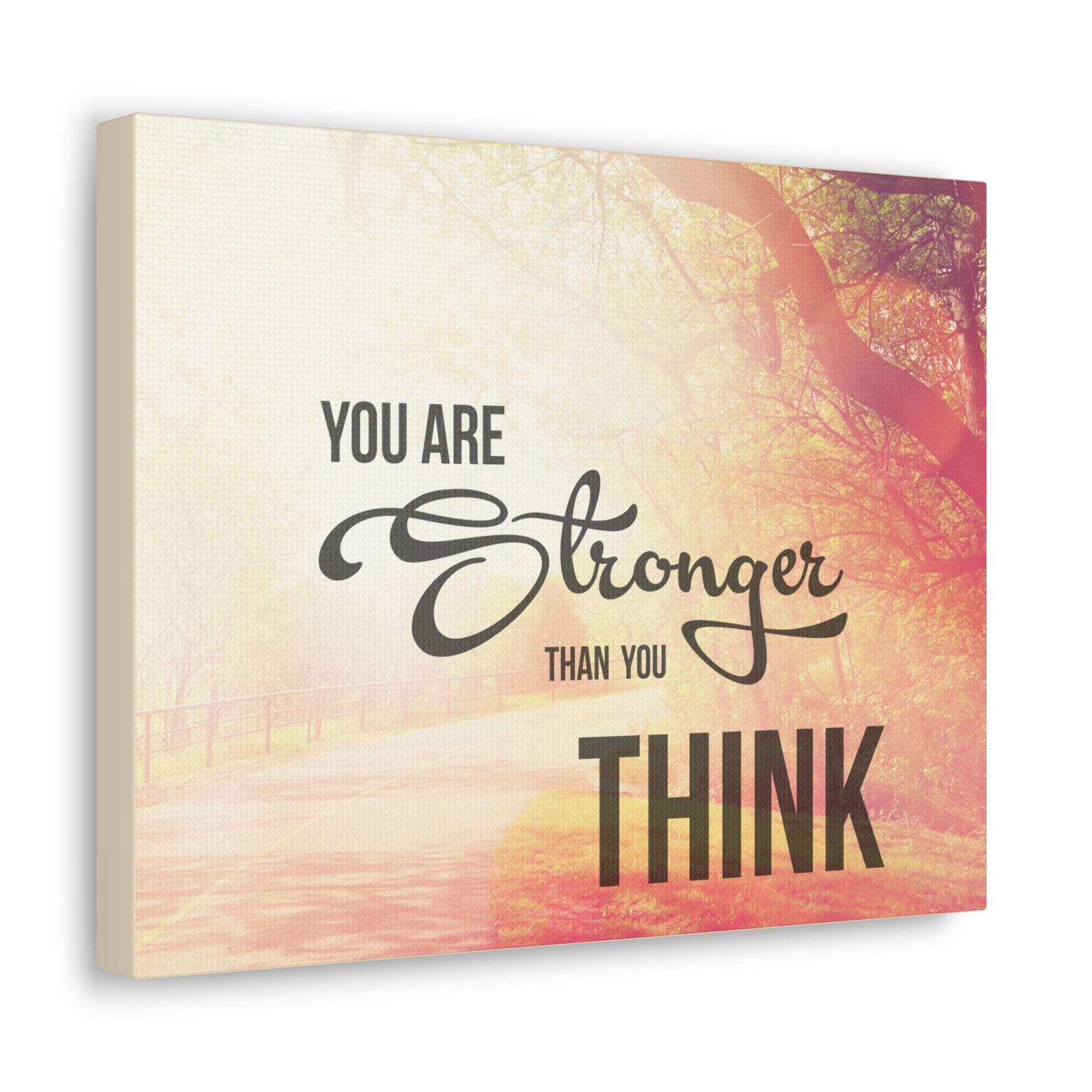 Inspirational Quote Canvas You Are Stronger Than You Think Wall Art Motivational Motto Inspiring Prints Artwork Decor Ready to Hang-Express Your Love Gifts
