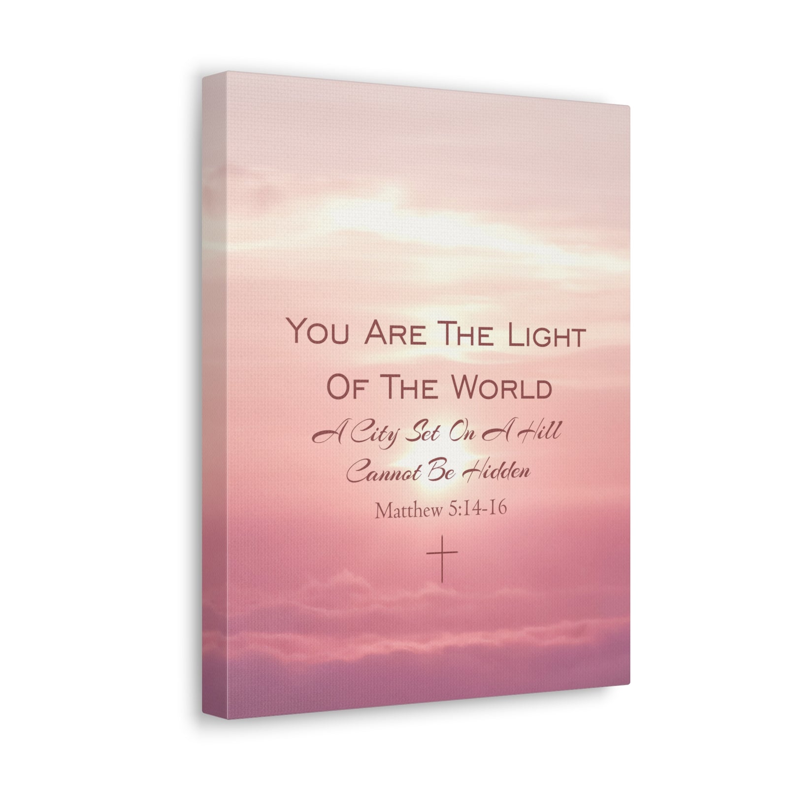 Scripture Canvas Light Of The World Matthew 5:14-16 Christian Wall Art Bible Verse Print Ready to Hang-Express Your Love Gifts