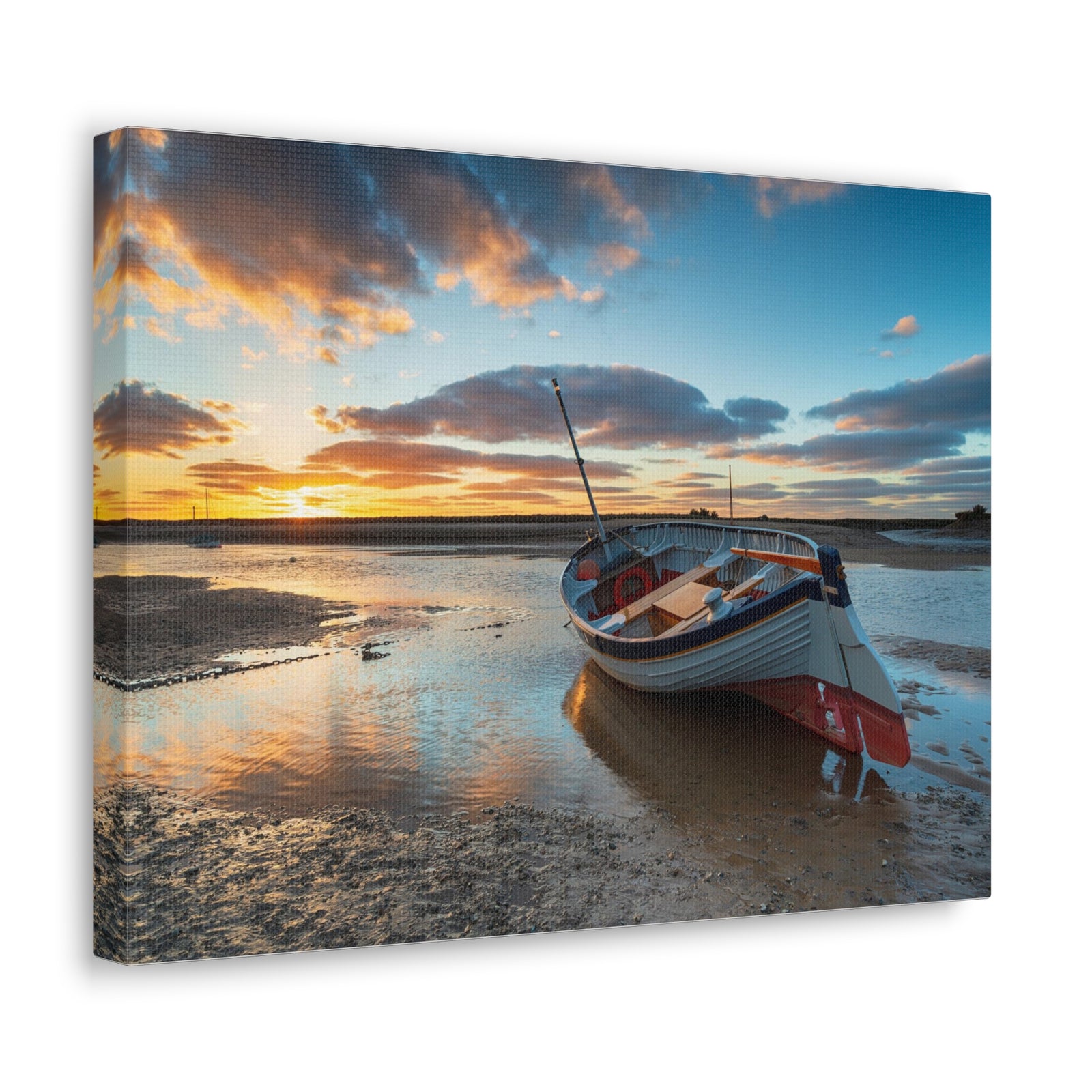 Stunning Sunset Over Fishing Boat Ocean Canvas Wall Art for Home Decor Ready-to-Hang-Express Your Love Gifts