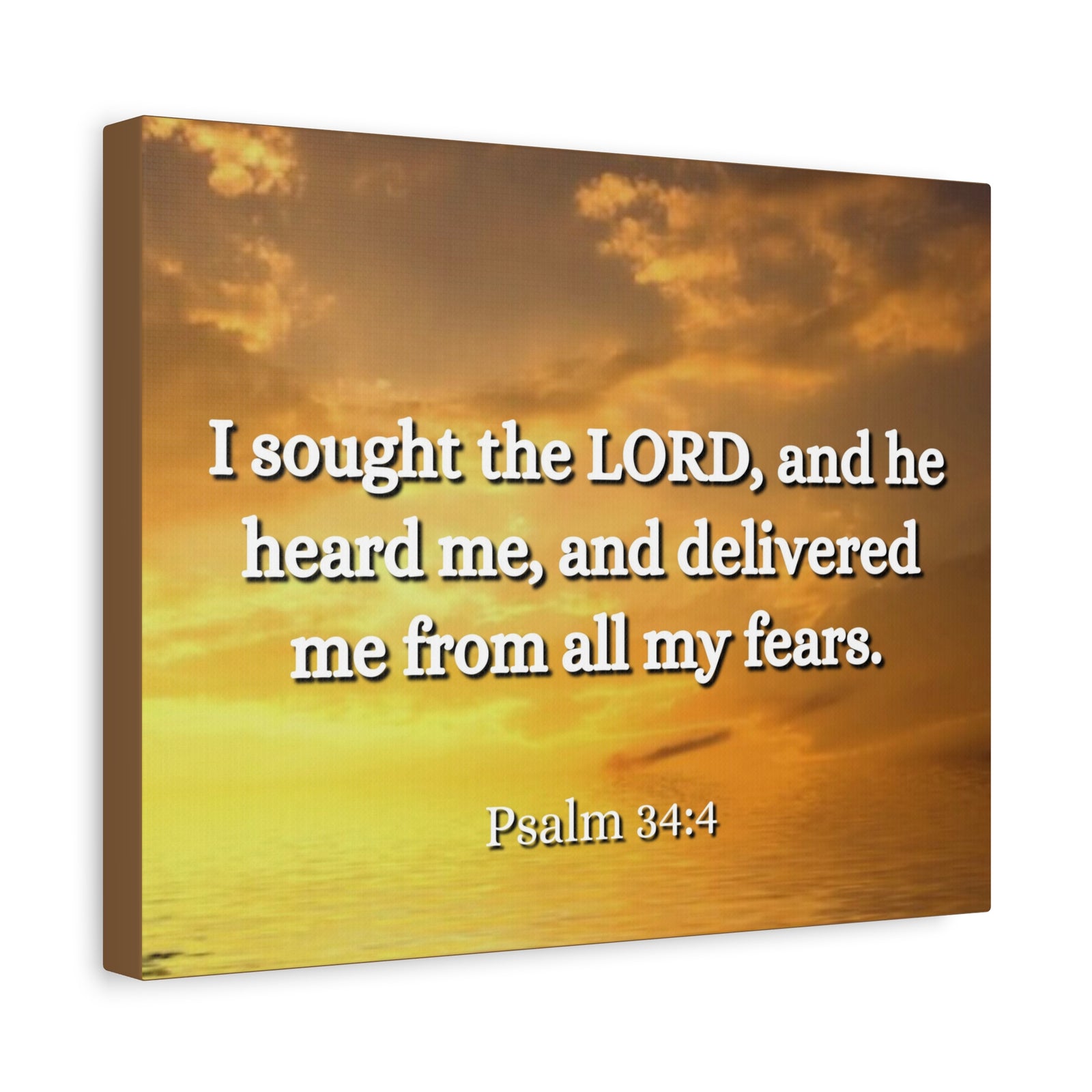 Scripture Canvas All My Fears Psalms 34:4 Christian Wall Art Bible Verse Print Ready to Hang-Express Your Love Gifts