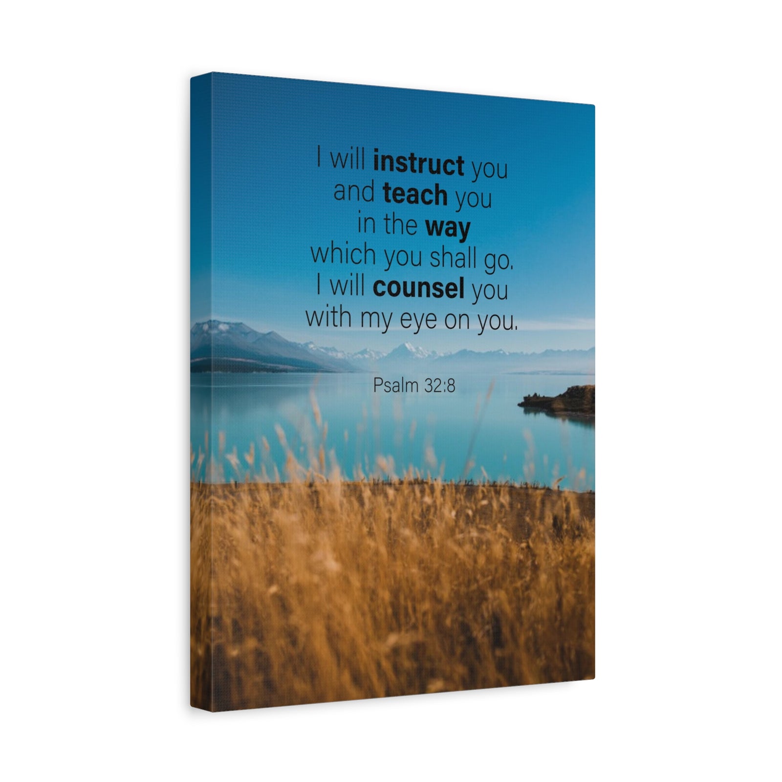 Scripture Canvas God's Instruction Psalm 32:8 Christian Wall Art Bible Verse Print Ready to Hang-Express Your Love Gifts